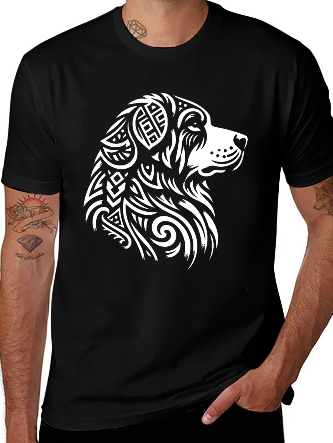 Variant 18 of Tribal Dog Graphic Tee - Modern Streetwear