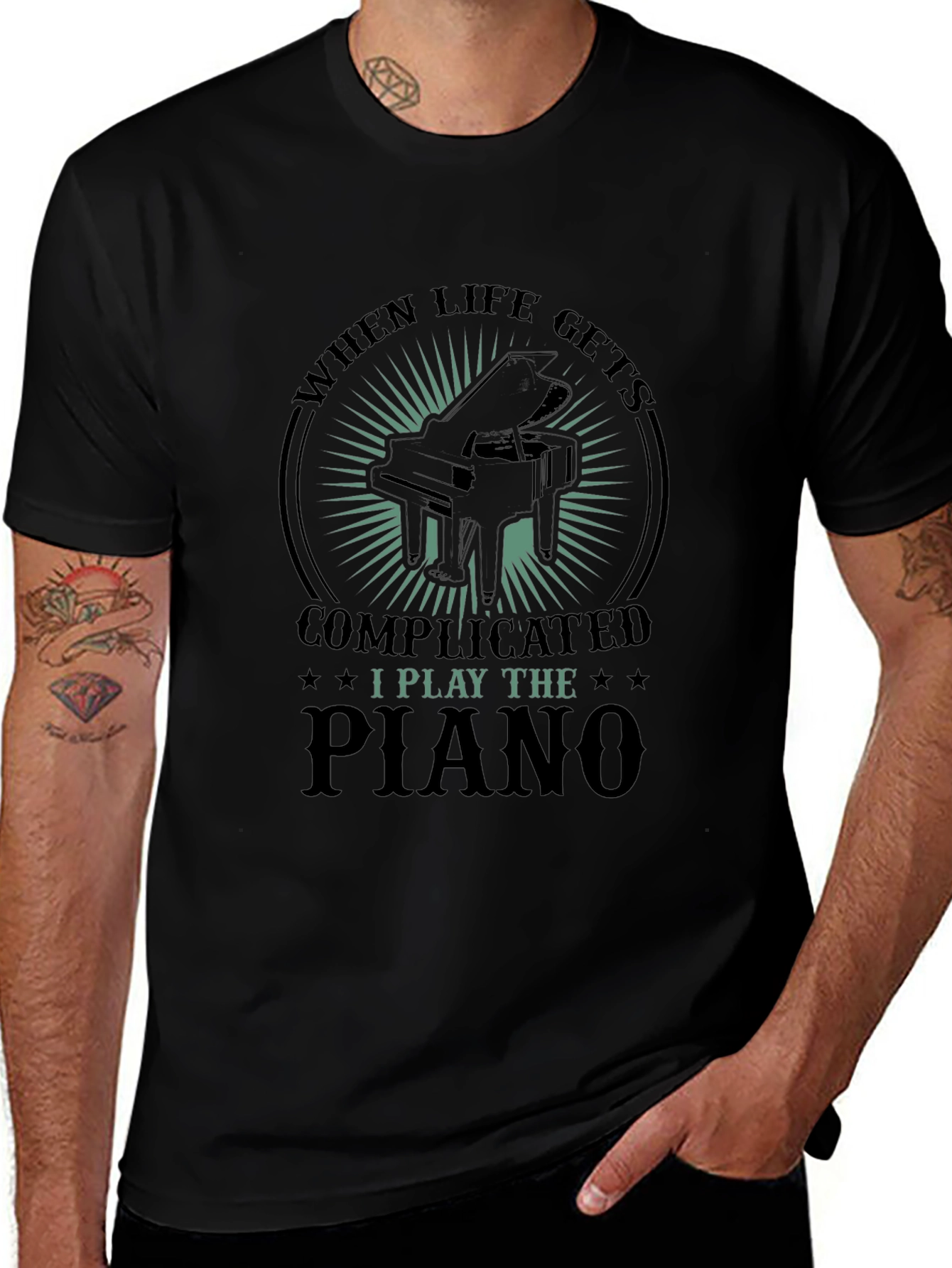 Variant 4 of Piano Lover T-Shirt: When Life Gets Complicated, I Play Piano