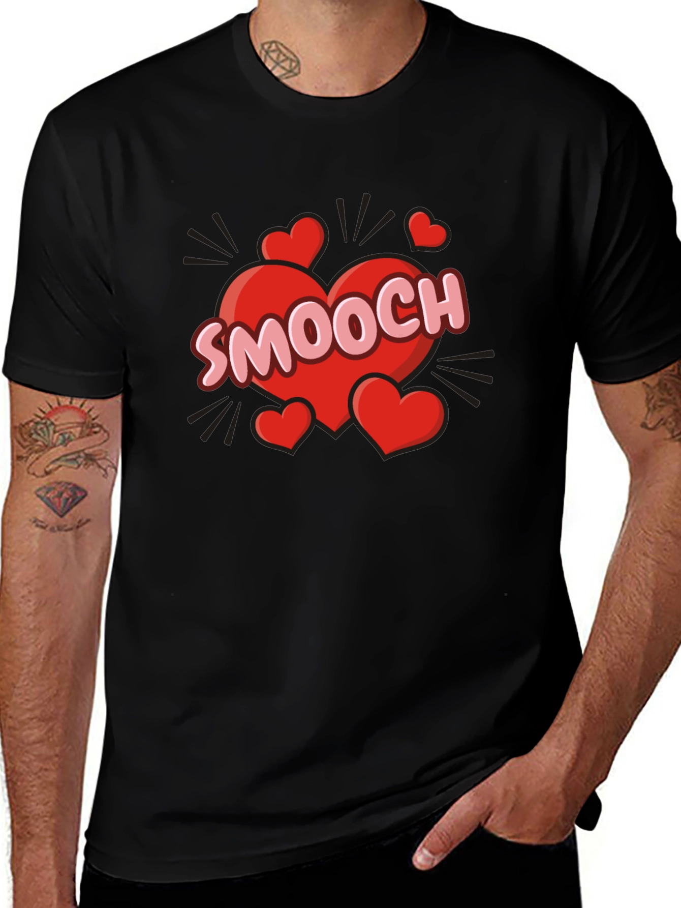 Smooch Hearts Graphic Tee - Black