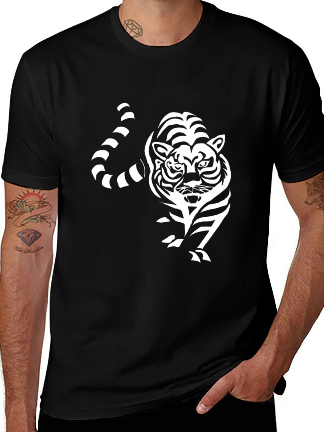 Variant 15 of Striking Tiger Graphic Black T-Shirt