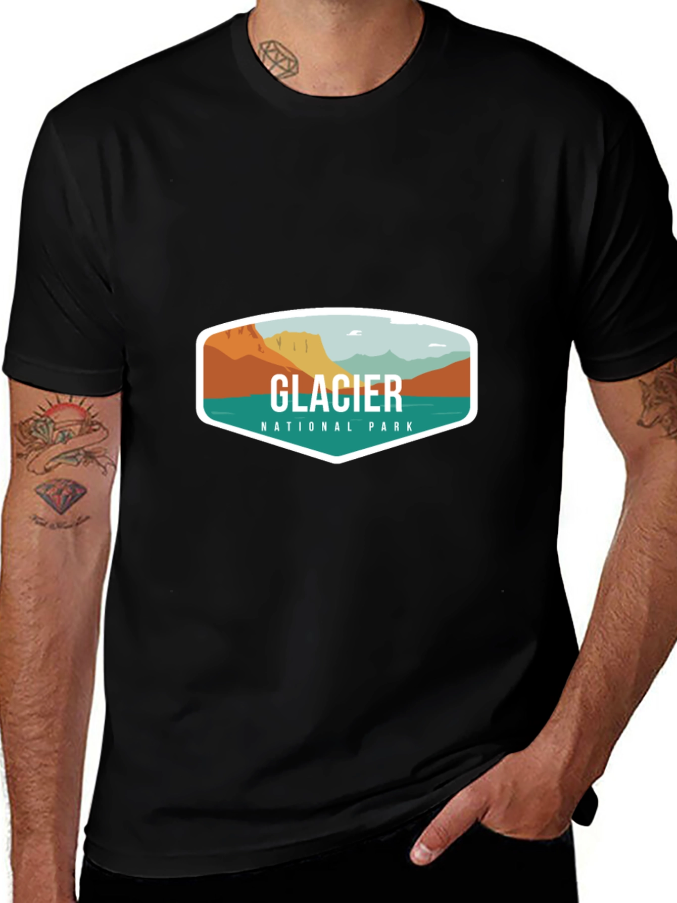 Variant 9 of Glacier National Park Black T-Shirt