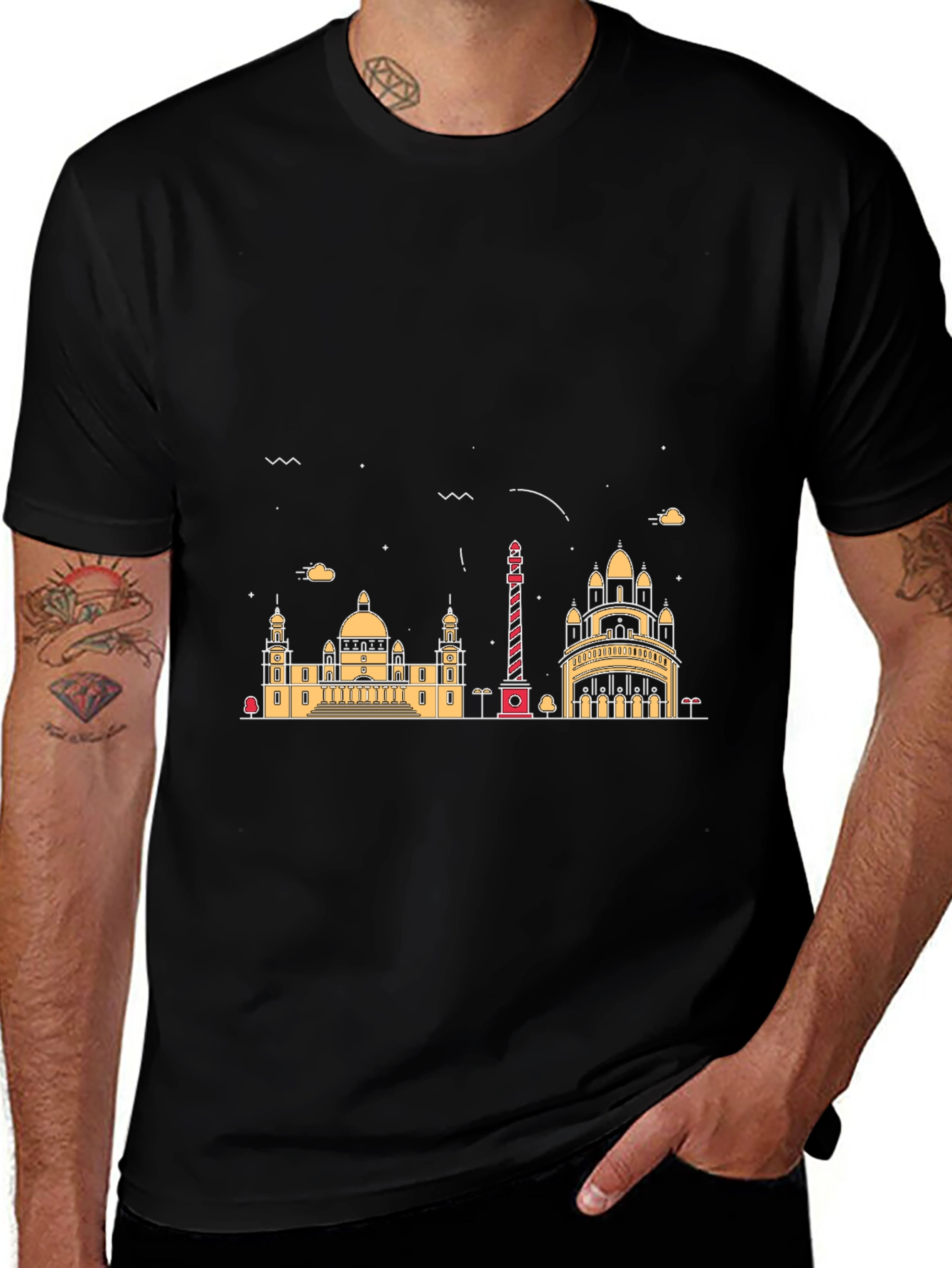 Kolkata City Skyline Black Graphic Tee