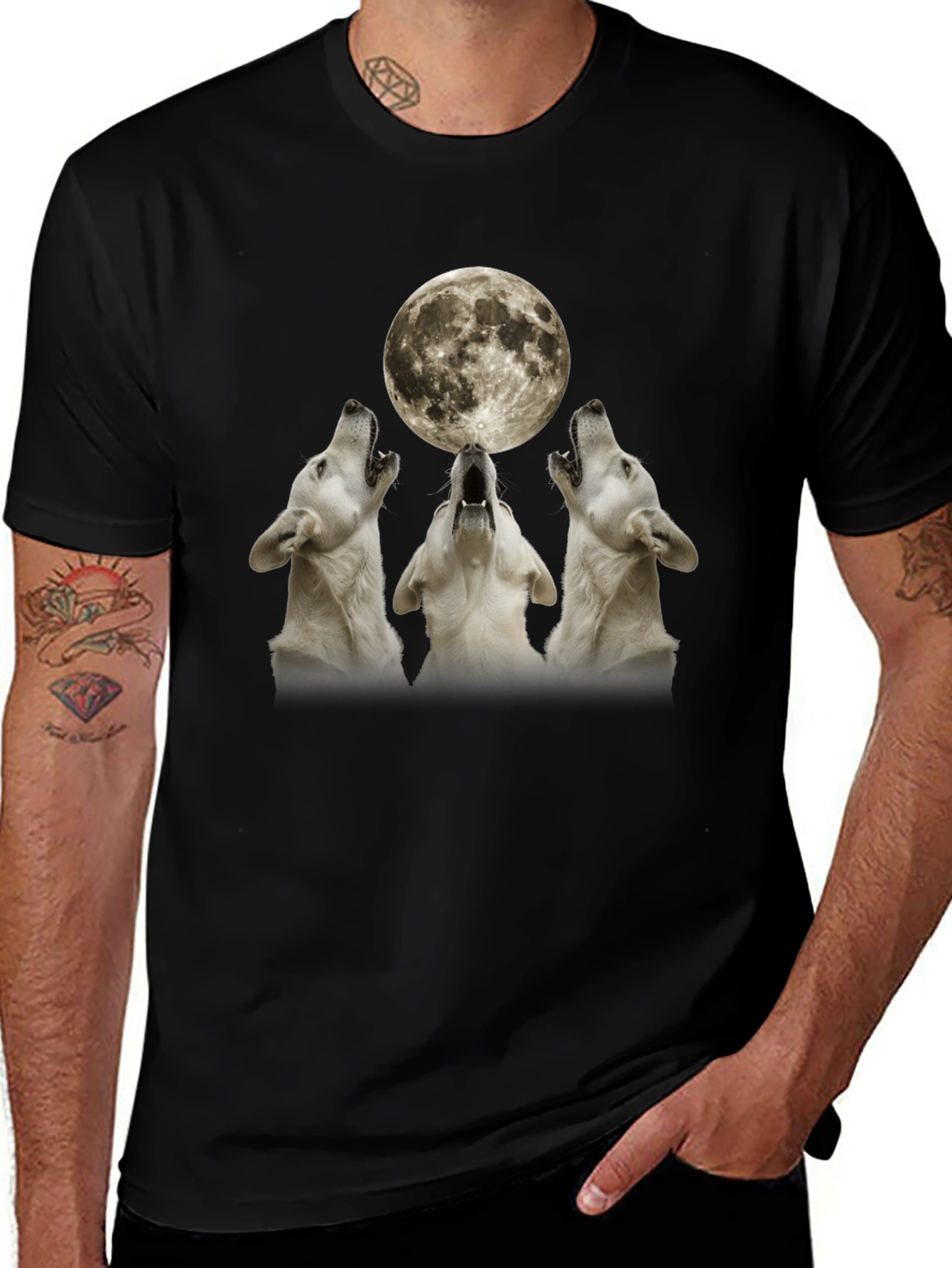 Variant 13 of Wolf Moon Graphic T-Shirt - Black