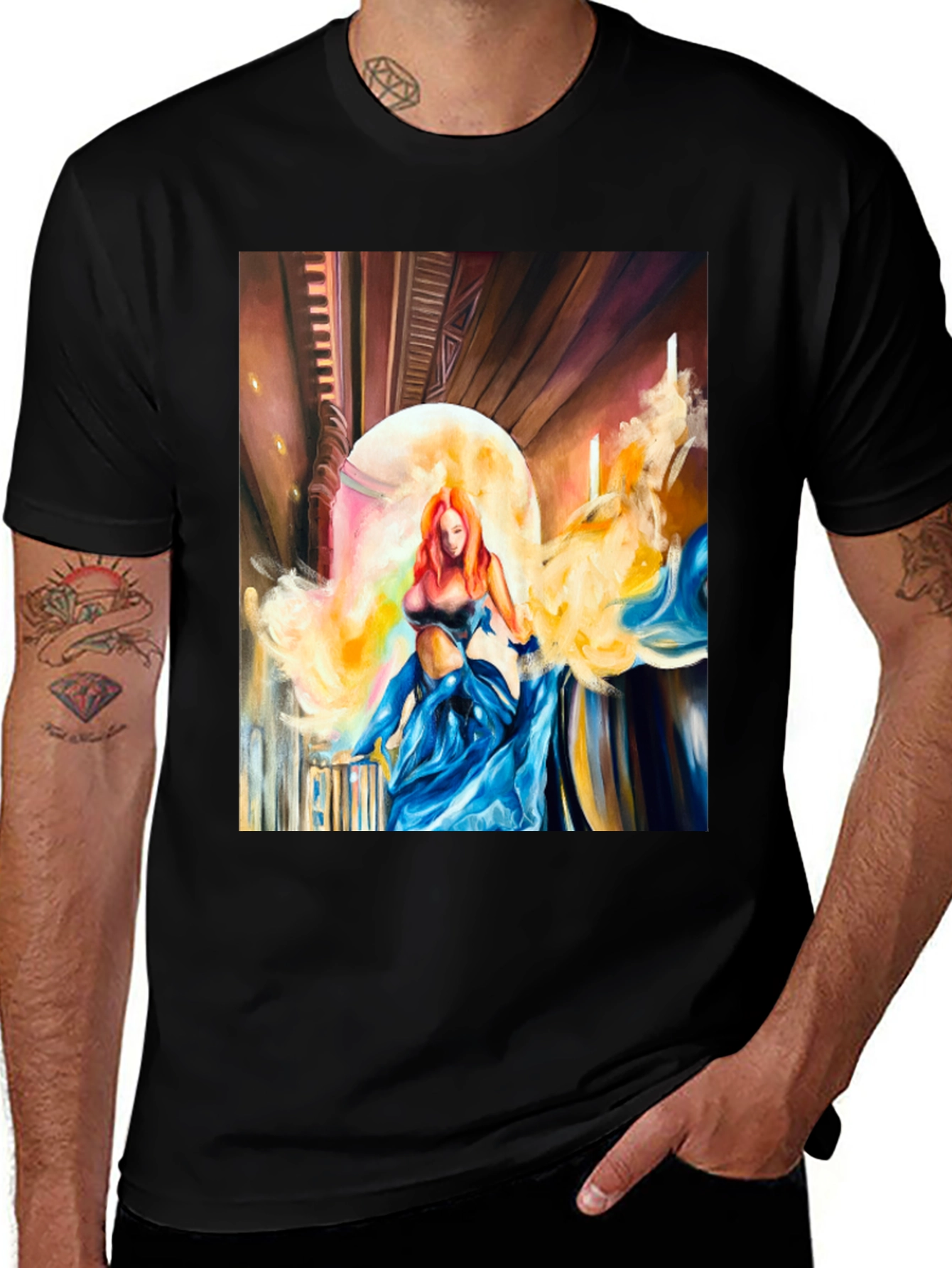 Variant 8 of Fantasy Art T-Shirt: Ethereal Beauty in Blue