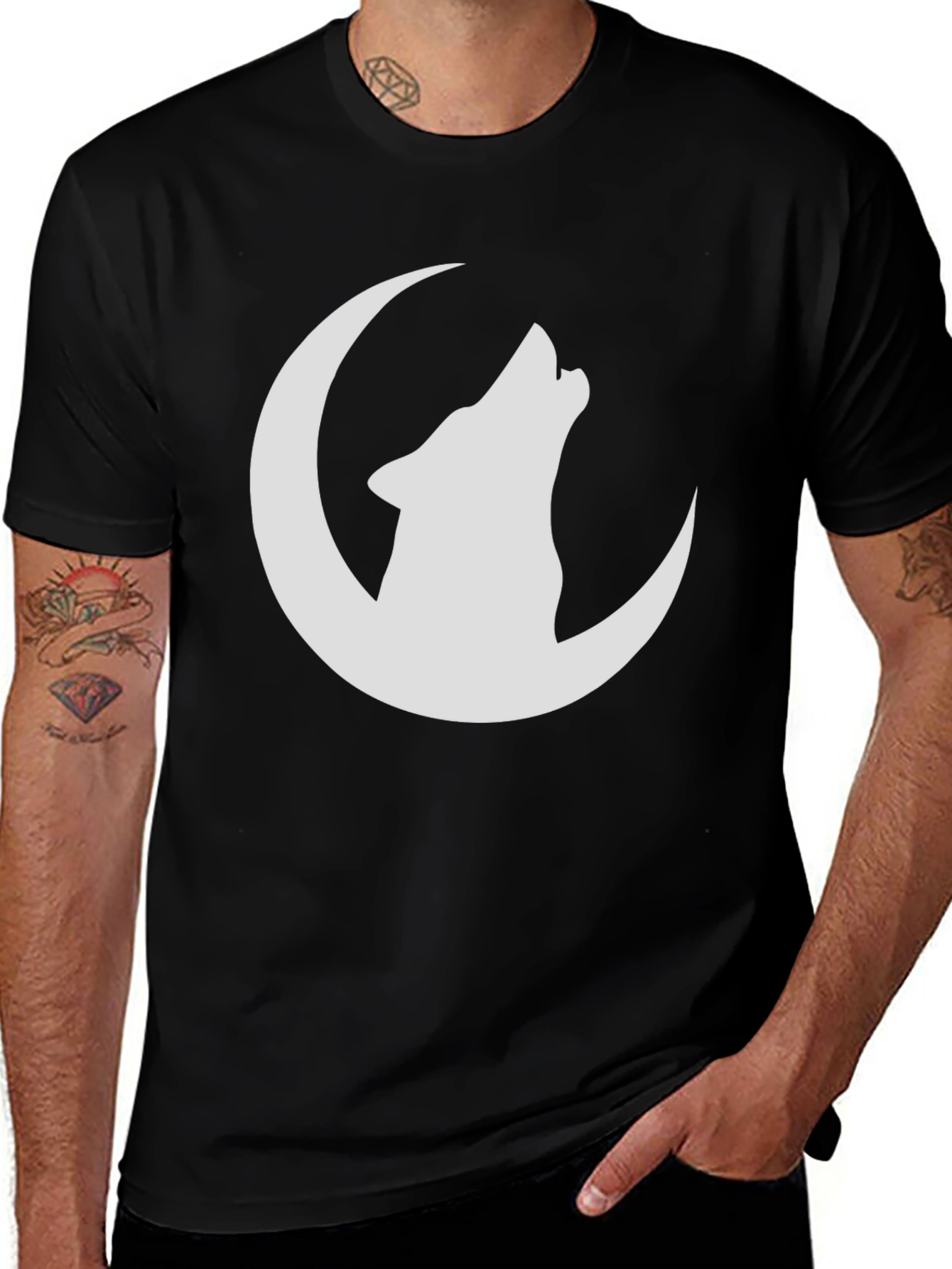 Variant 21 of Wolf Moon Graphic T-Shirt - Black