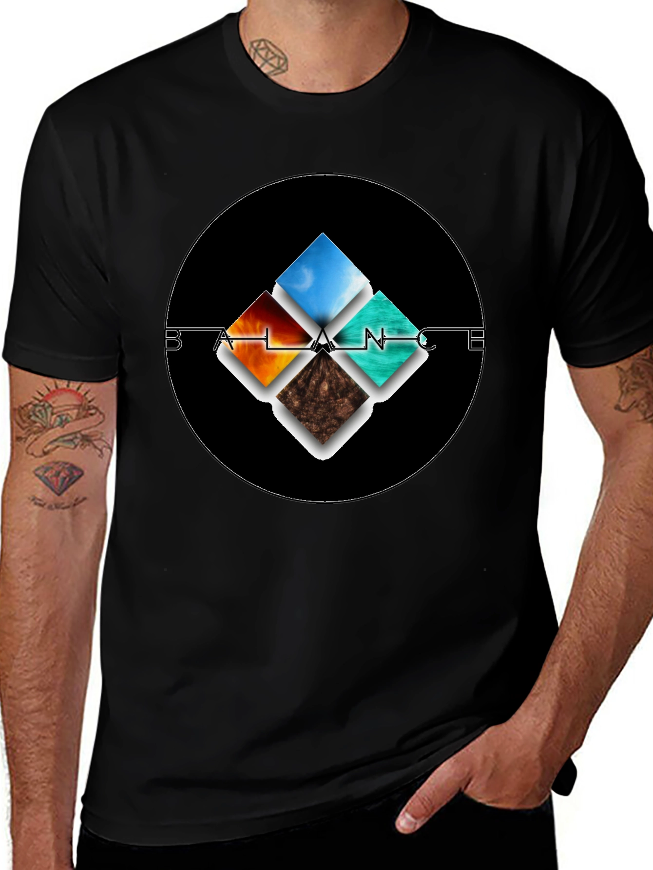 Variant 20 of Balanced Elements T-Shirt - Earth, Water, Air, Fire Graphic Tee