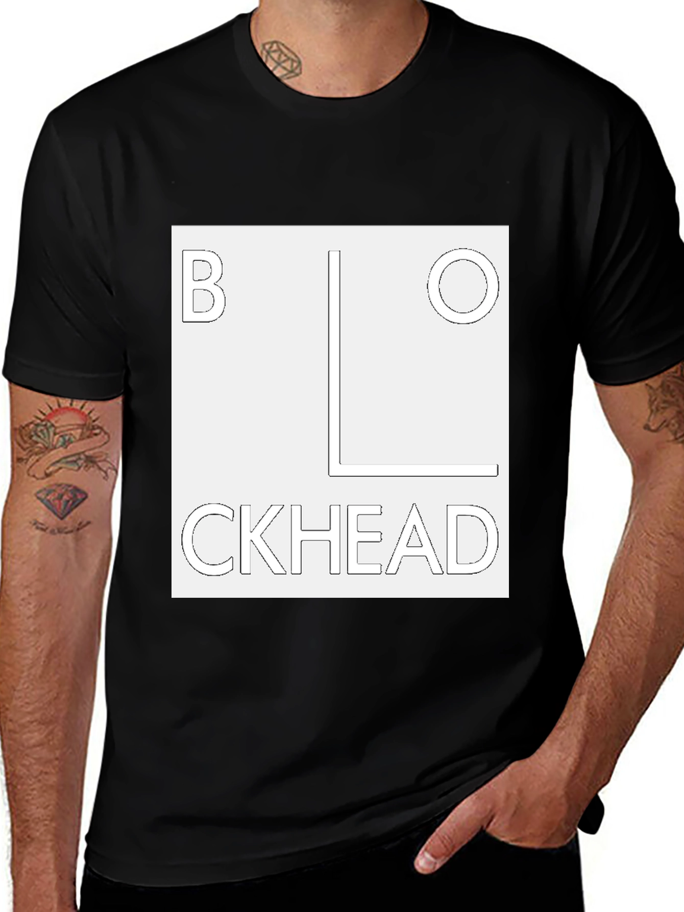 Variant 9 of Blockhead Graphic Tee - Black Short Sleeve Shirt