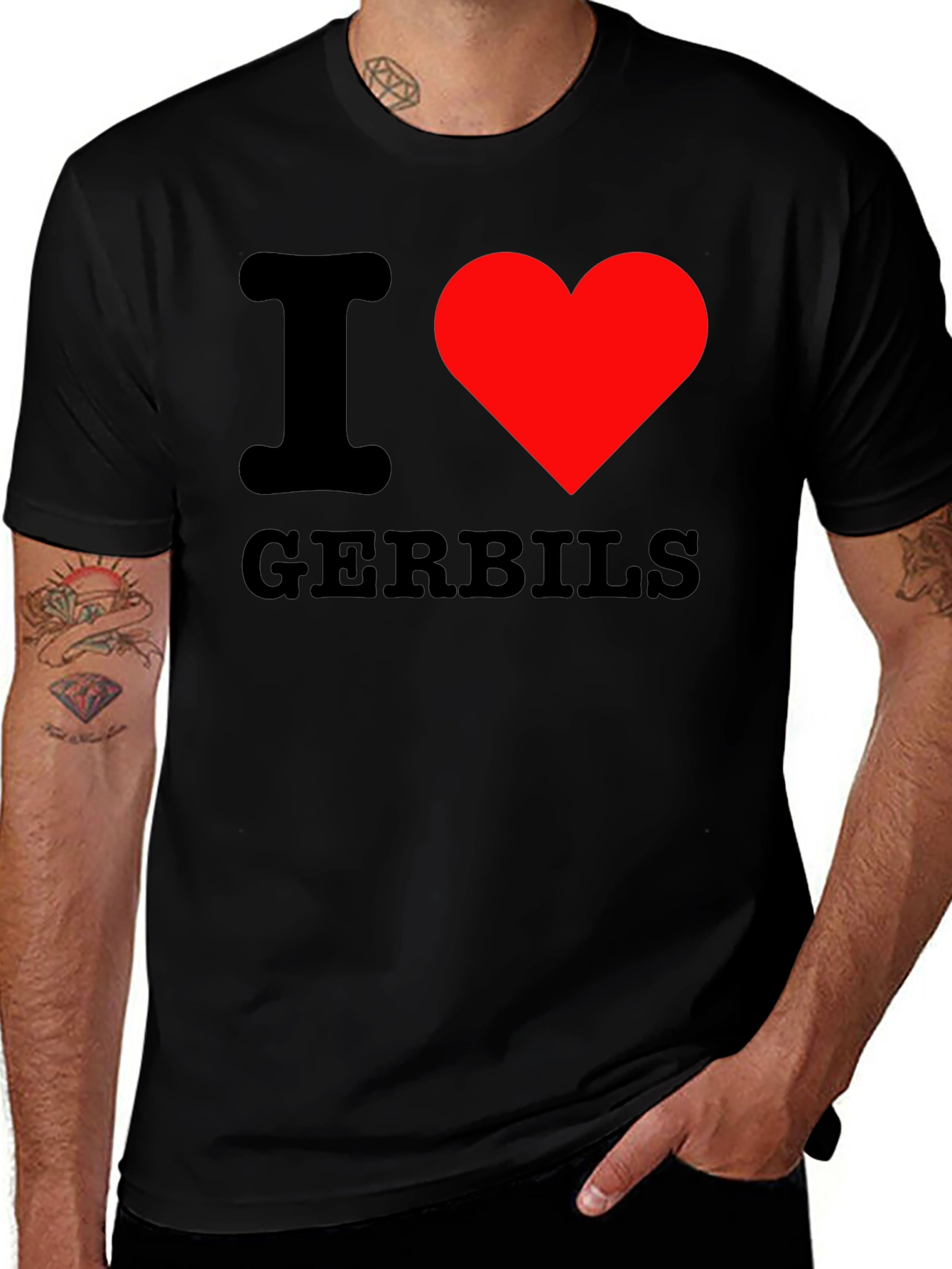 Variant 13 of I Heart Gerbils Black T-Shirt