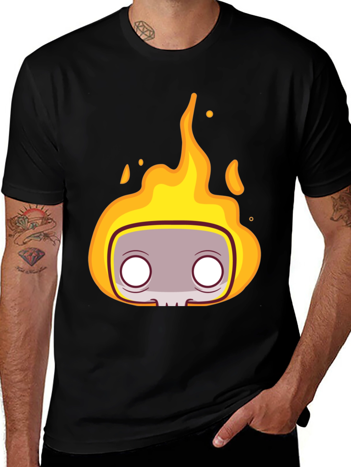 Fiery Skull Head T-Shirt - Bold Graphic Tee