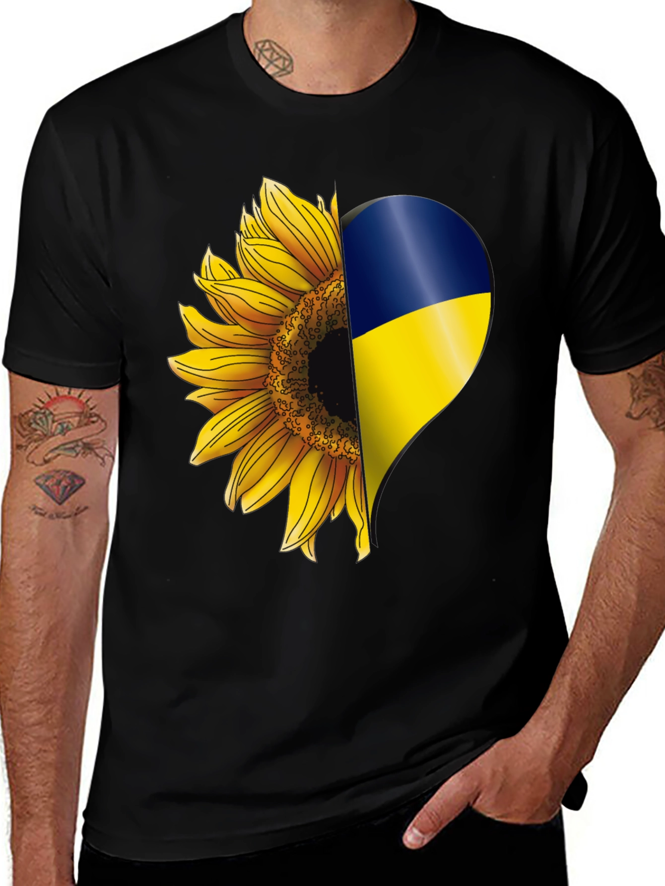 Variant 17 of Ukraine Sunflower Heart T-Shirt