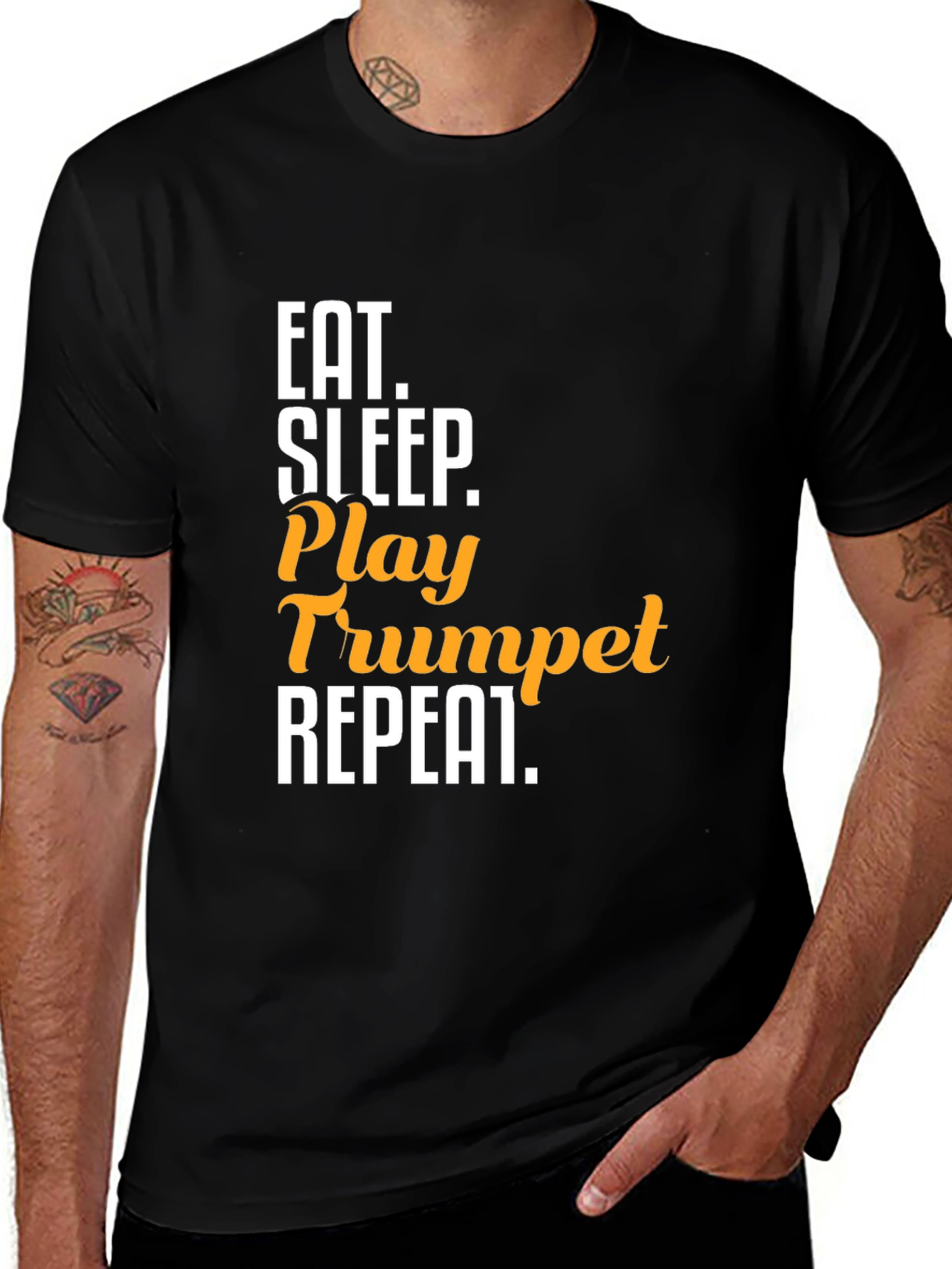 Variant 8 of Eat Sleep Play Trumpet Repeat Black T-Shirt