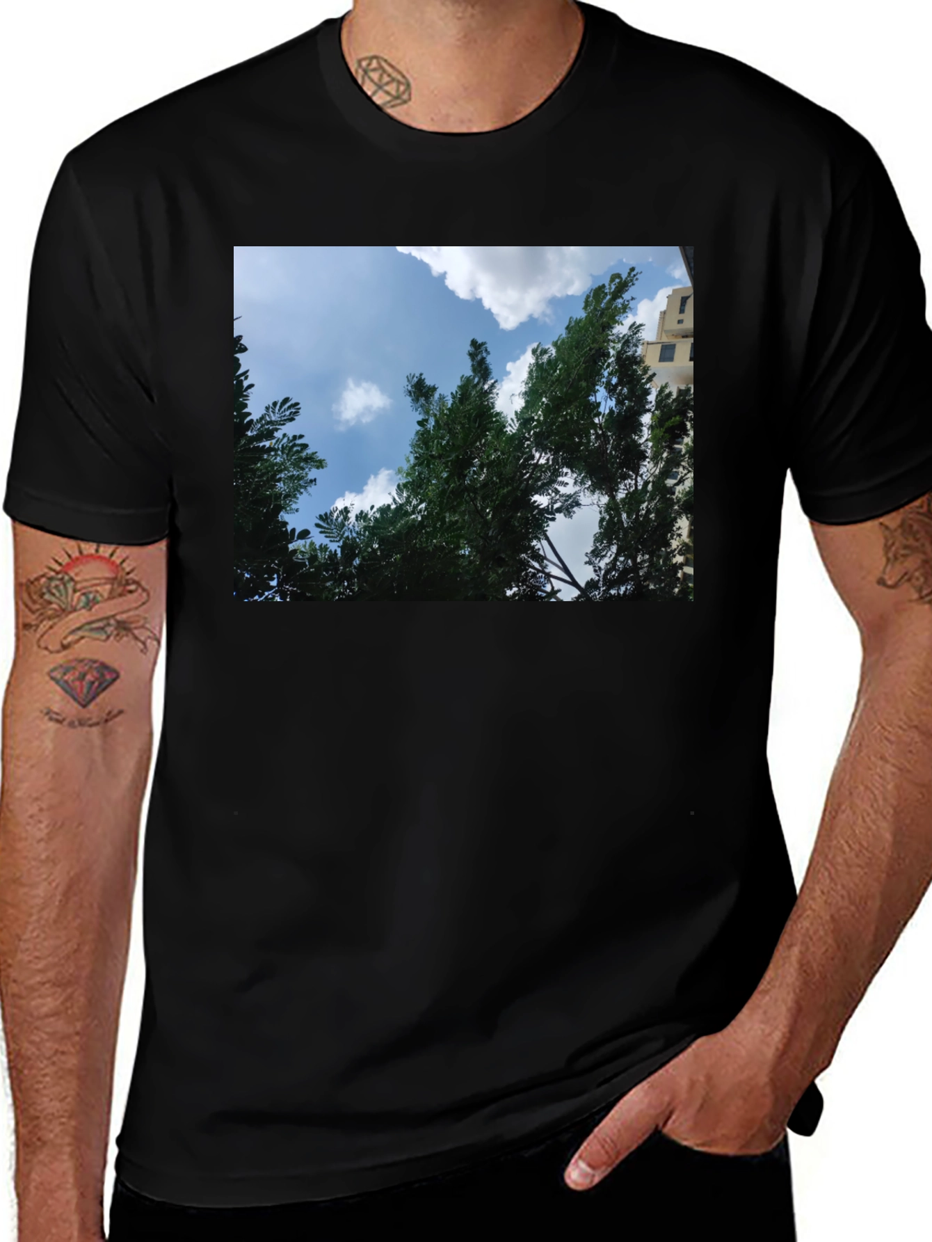 Variant 8 of Sky Through Trees Graphic Tee - Nature Lover's Shirt