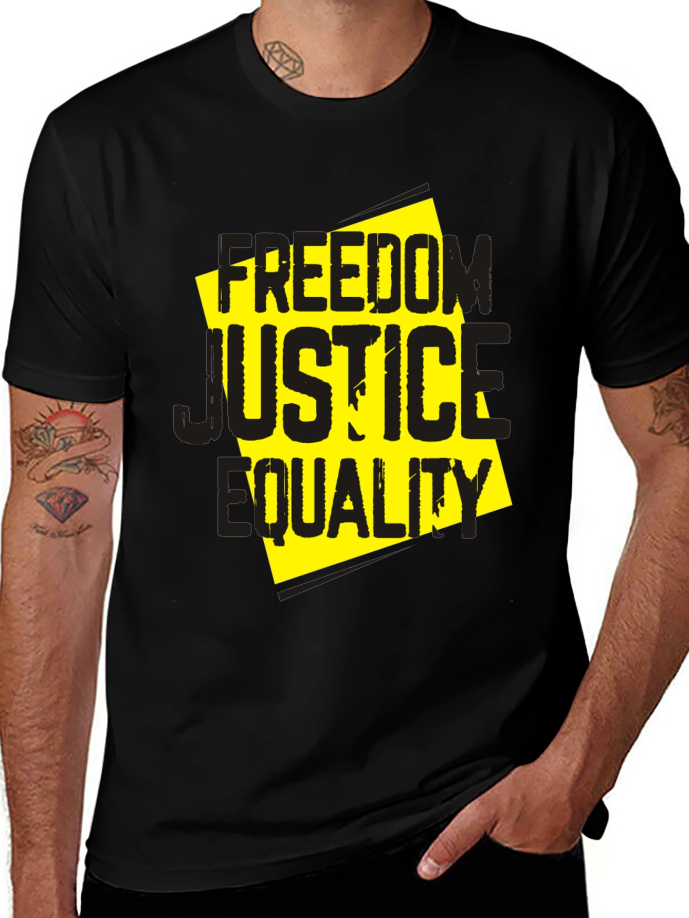 Equality Justice Freedom Black Tee