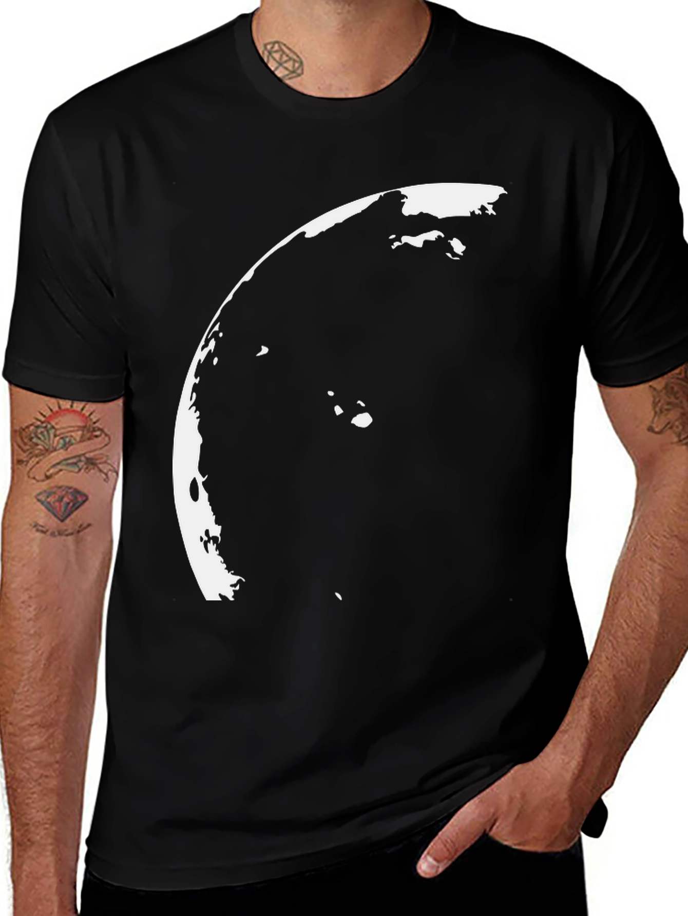 Variant 13 of Lunar Phase Graphic Tee - Black Cotton Casual Shirt