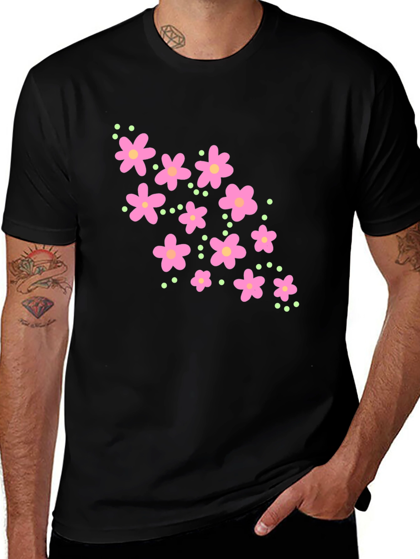 Variant 26 of Black Floral Graphic Tee
