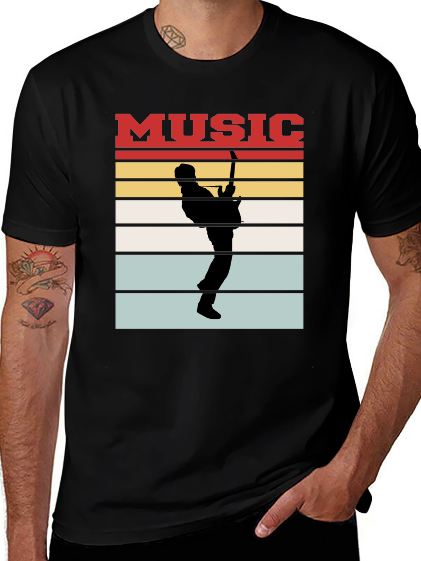 Variant 22 of Music Guitarist Silhouette T-Shirt Retro Style