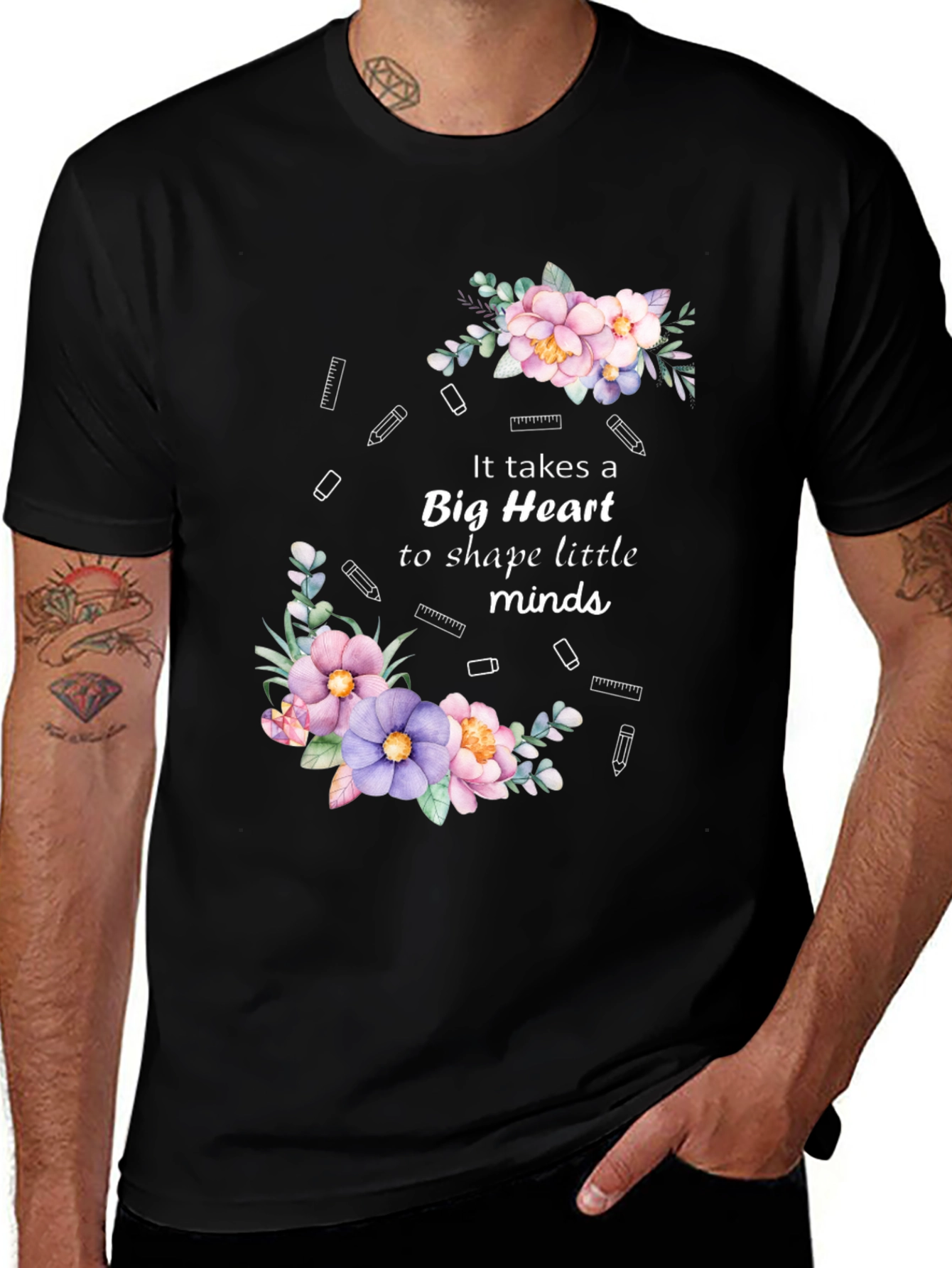 Variant 14 of Teacher's Heart Floral T-Shirt - Gift for Educators
