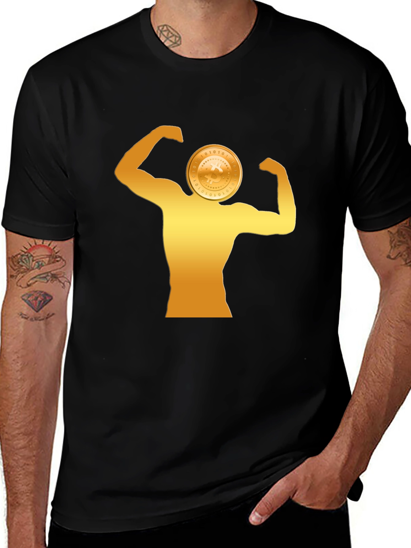 Variant 14 of Crypto Muscle Tee - Bitcoin Bodybuilder