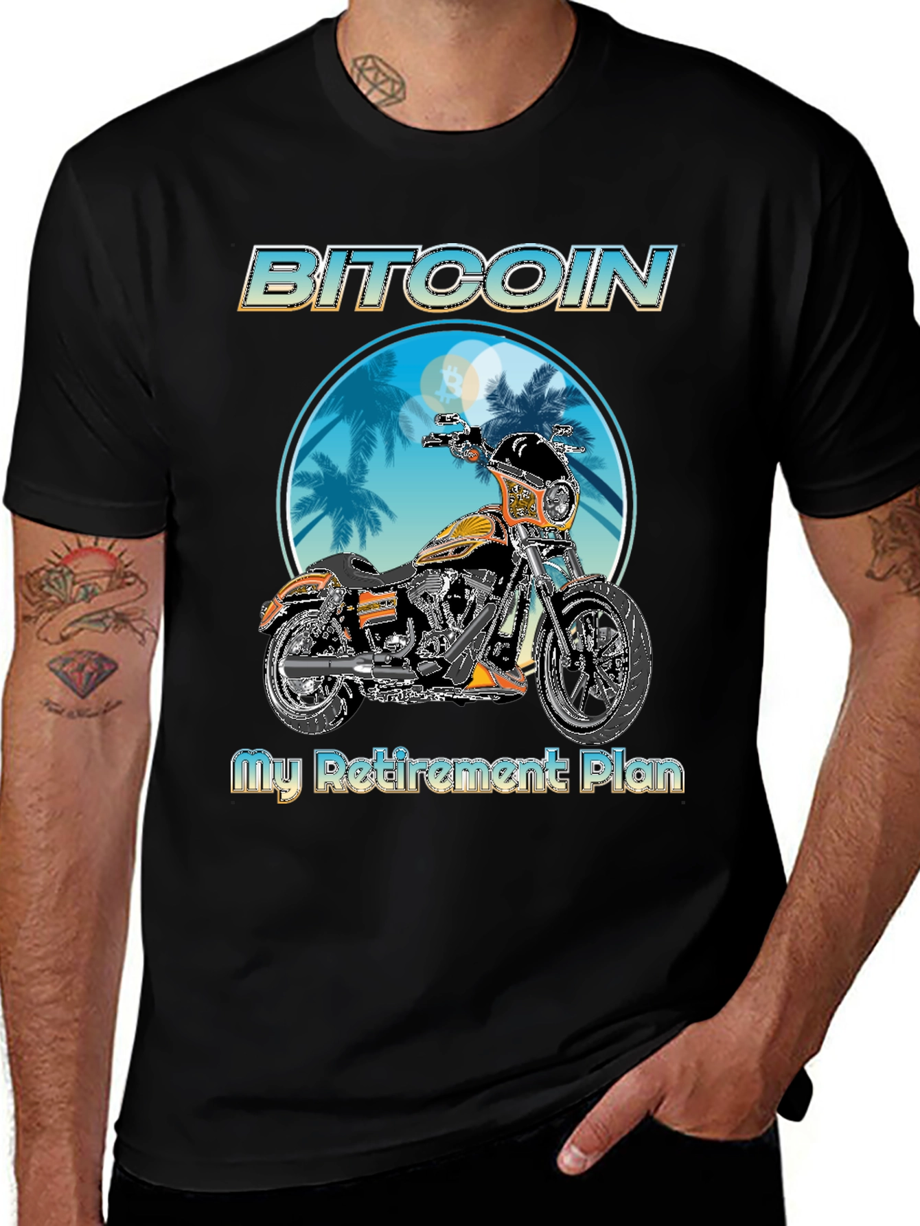 Variant 20 of Bitcoin Motorcycle Retirement Plan T-Shirt