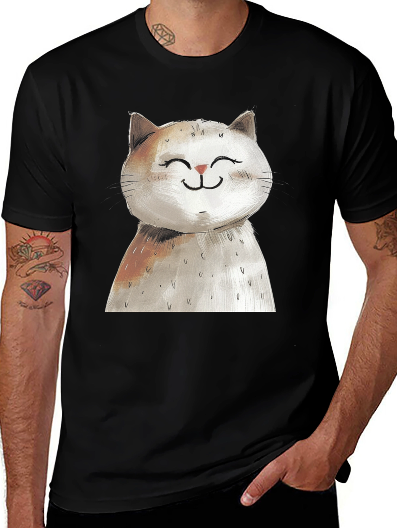Variant 24 of Smiling Cat Graphic Tee - Soft Cotton Casual Shirt