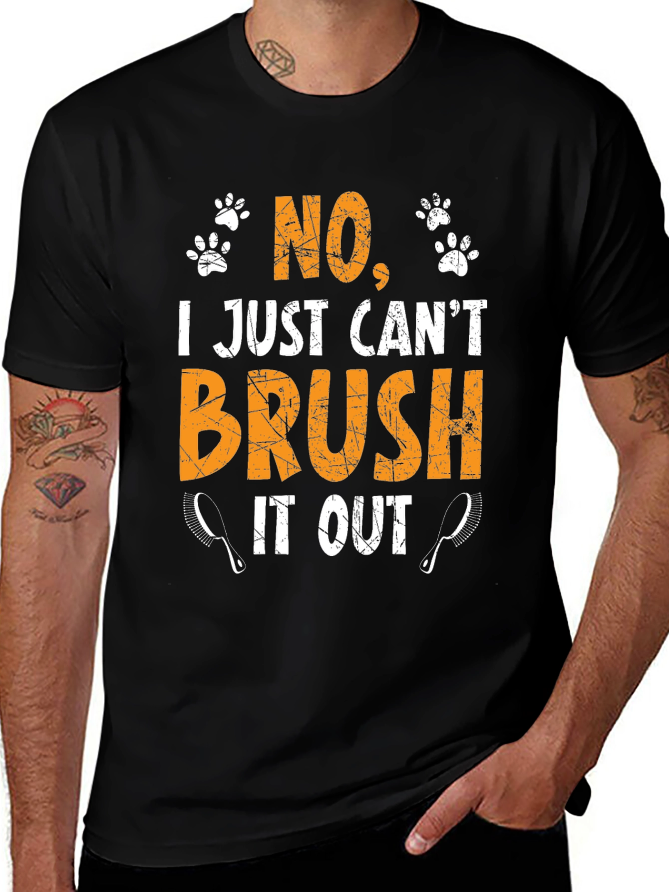 Variant 7 of Funny Dog Grooming T-Shirt - Can't Brush It Out Tee