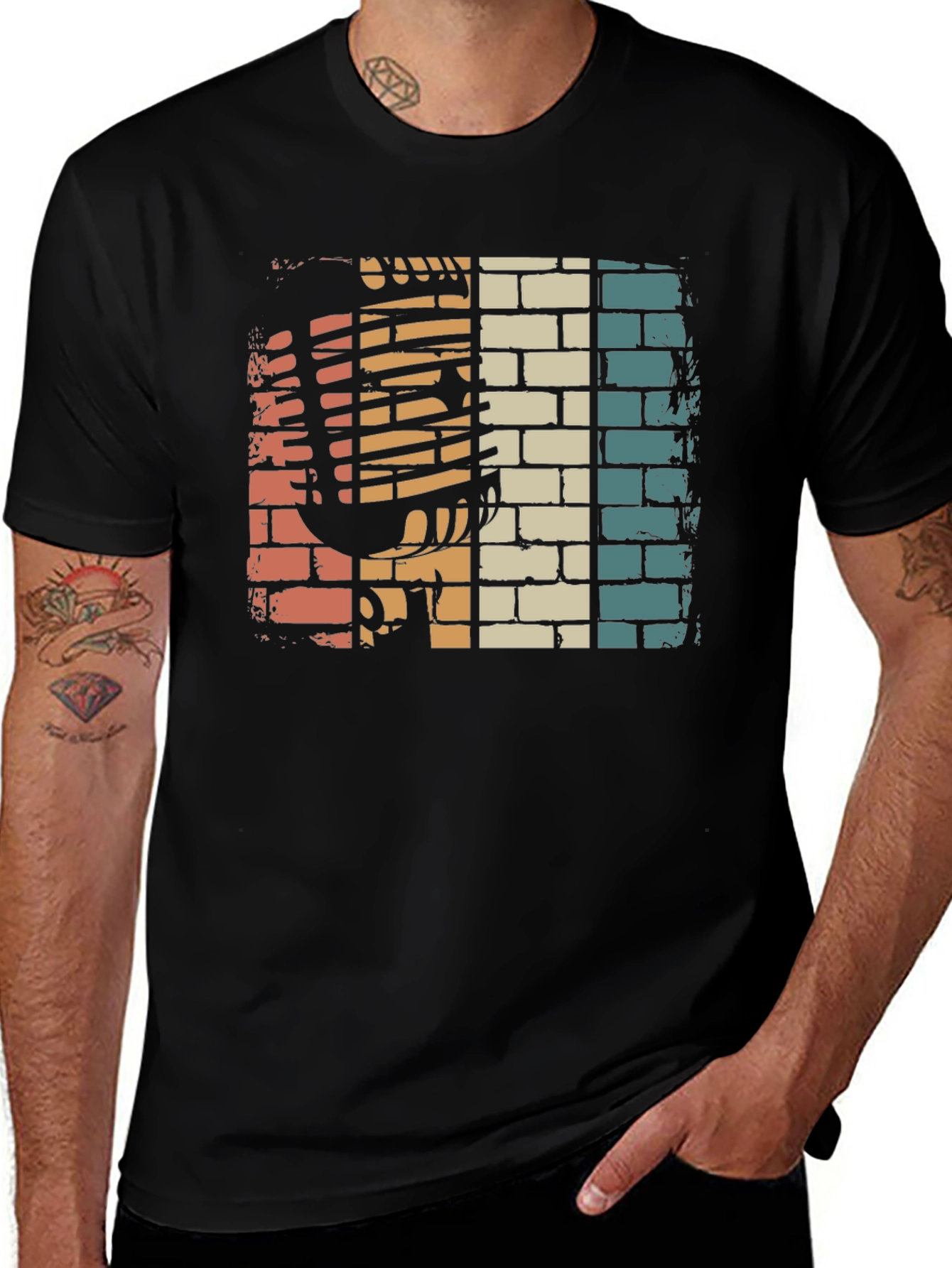 Variant 11 of Vintage Brick Wall Microphone Graphic T-Shirt