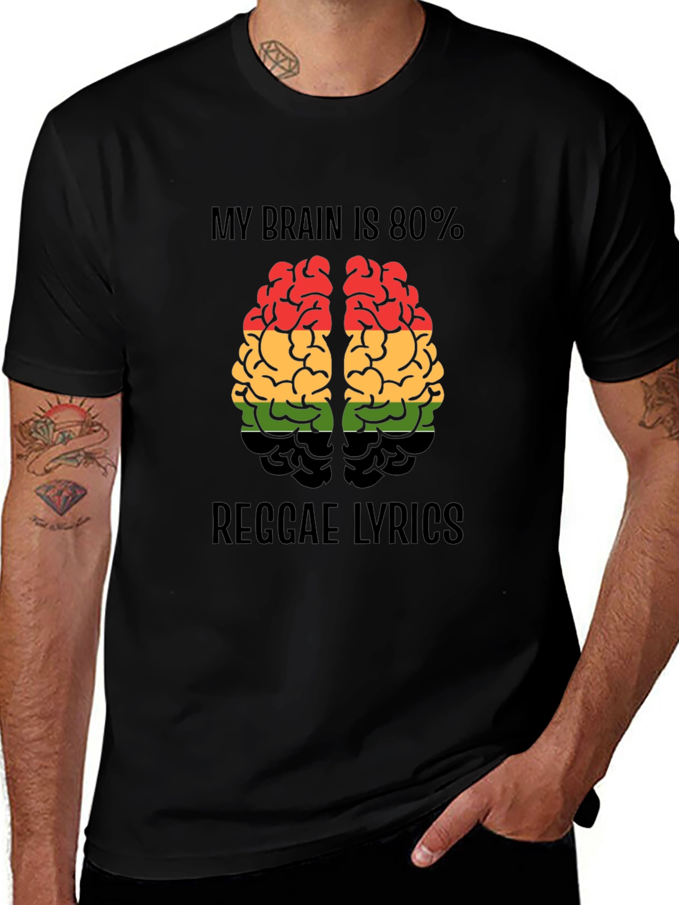 Variant 23 of Reggae Lyrics Brain Graphic T-Shirt