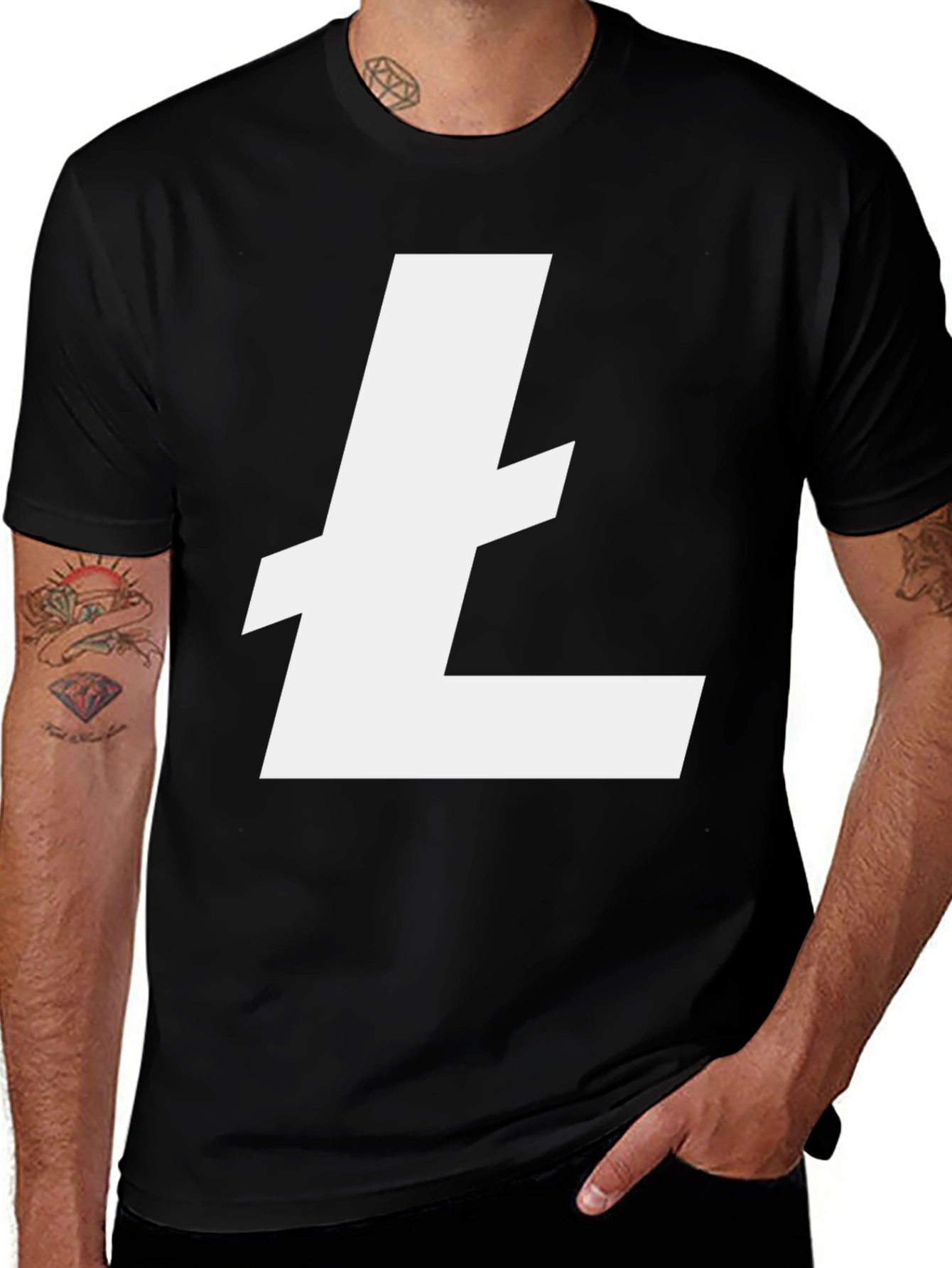 Variant 5 of Litecoin Logo Black T-Shirt