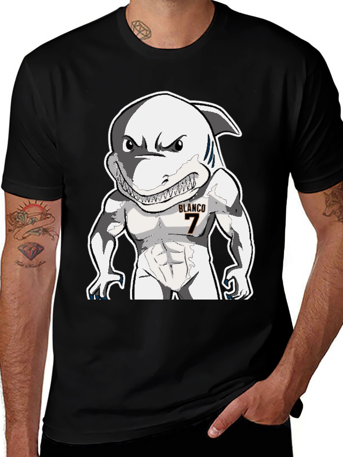 Variant 20 of Blanco 7 Shark T-Shirt - Cartoon Athlete