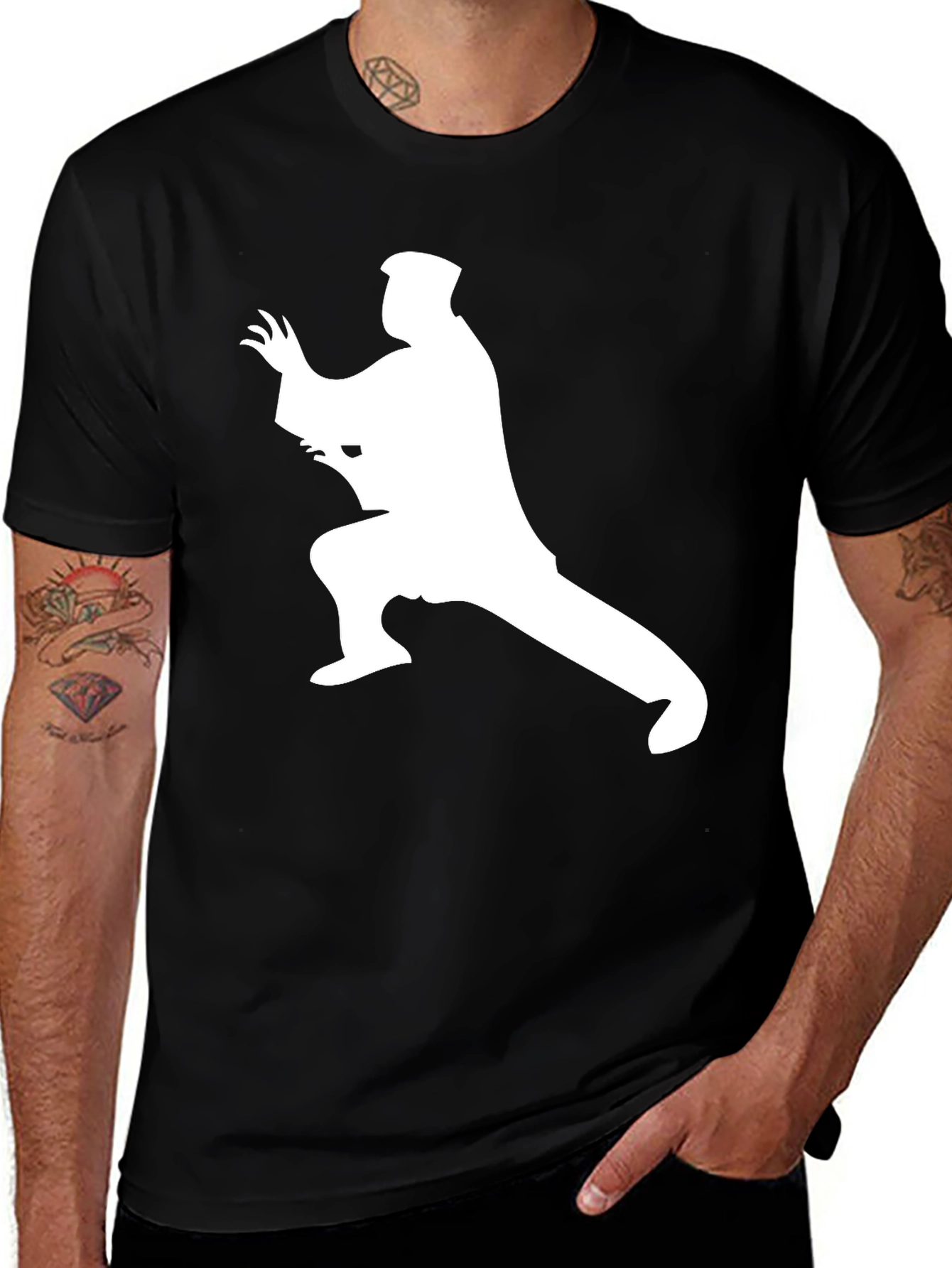 Variant 20 of Karate Silhouette Black Graphic Tee