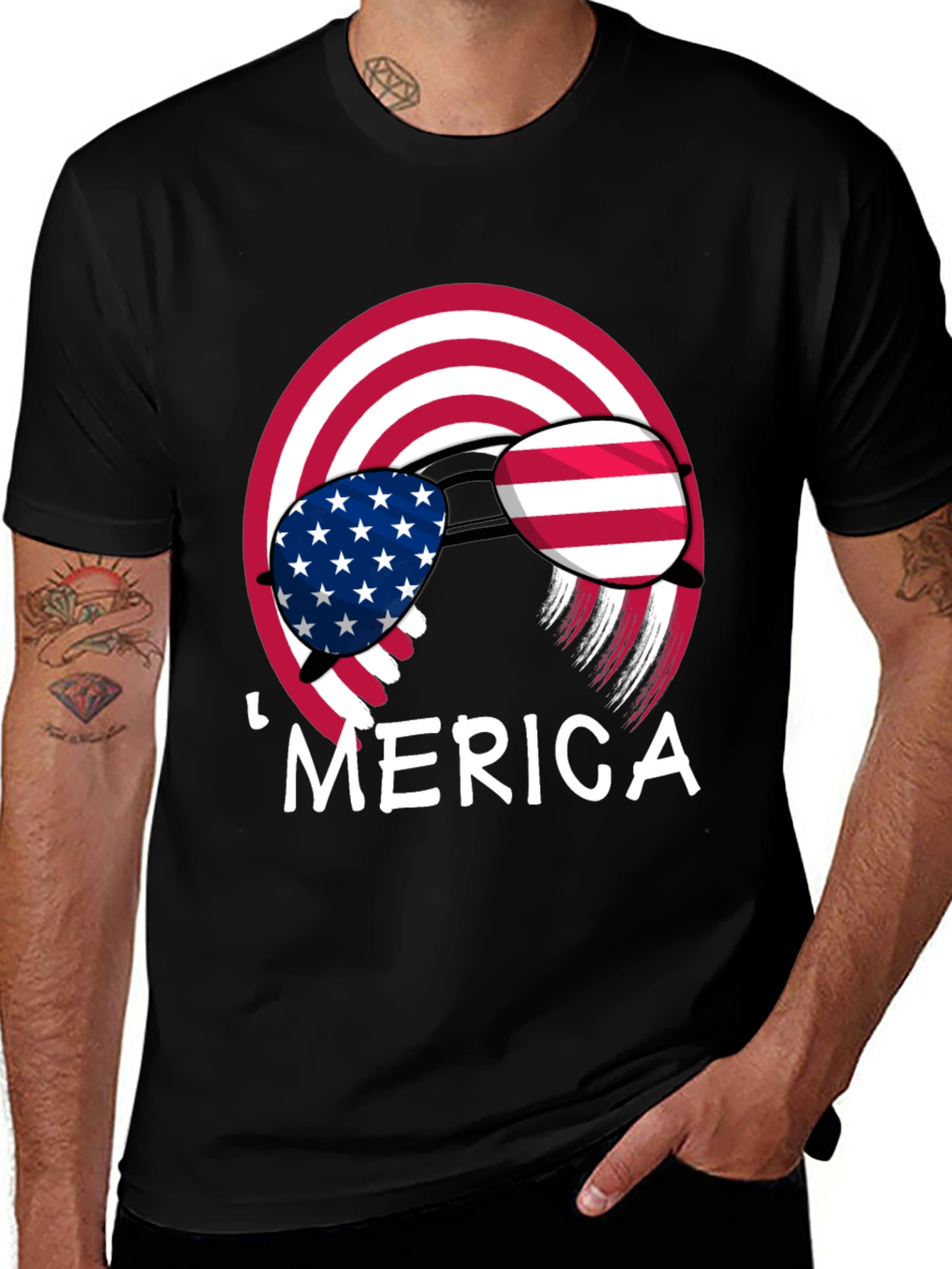 Black Patriotic 'Merica T-Shirt main image