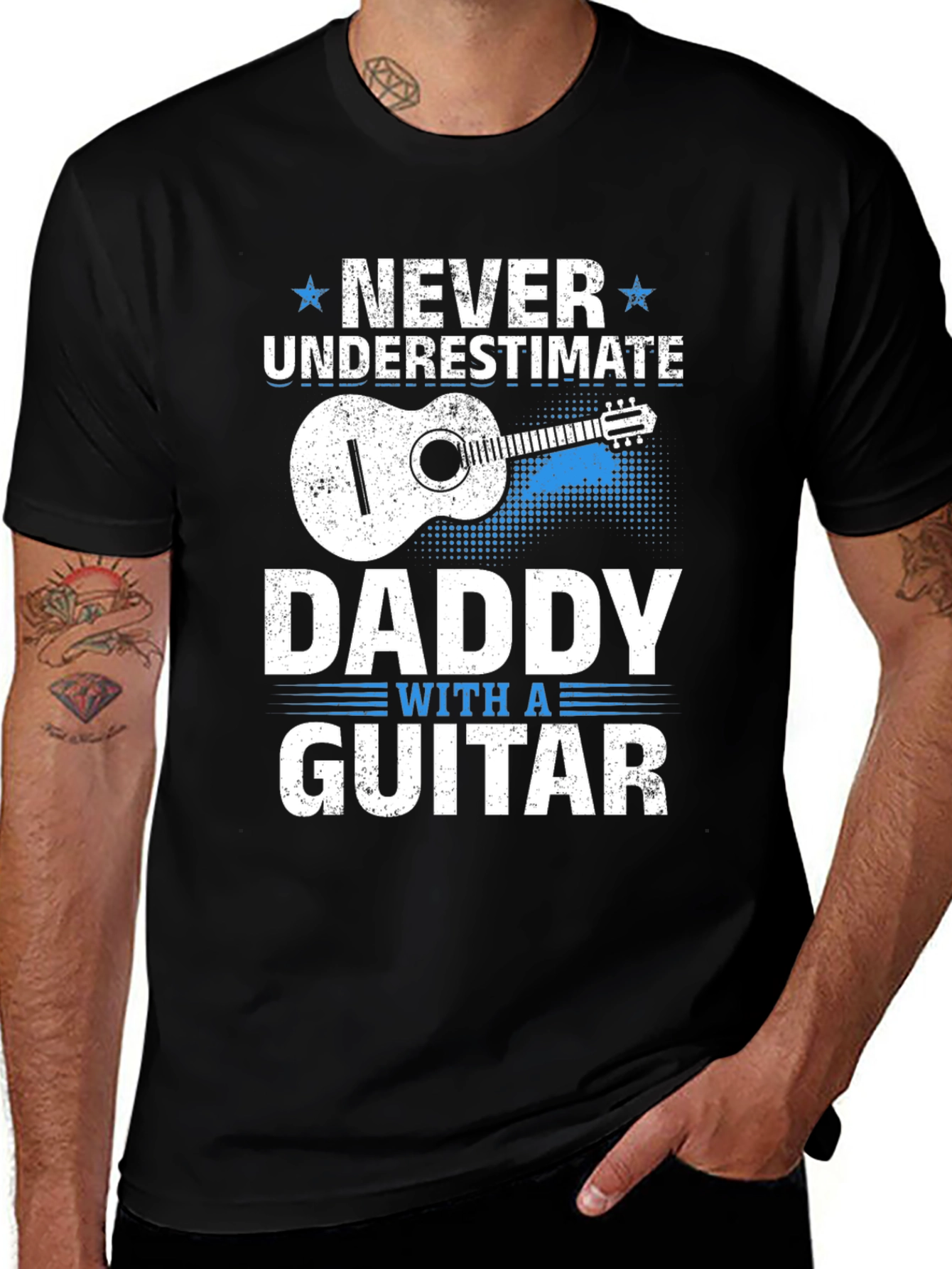 Variant 24 of Never Underestimate Daddy with a Guitar T-Shirt
