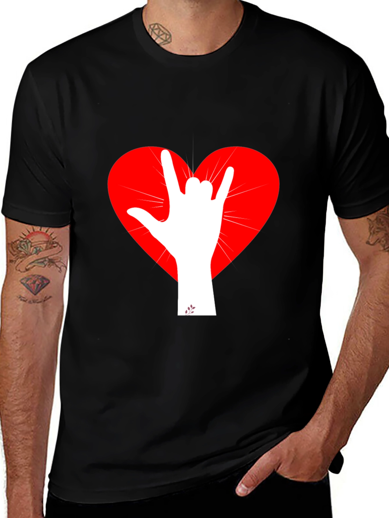 Variant 23 of I Love You Hand Sign Graphic Tee