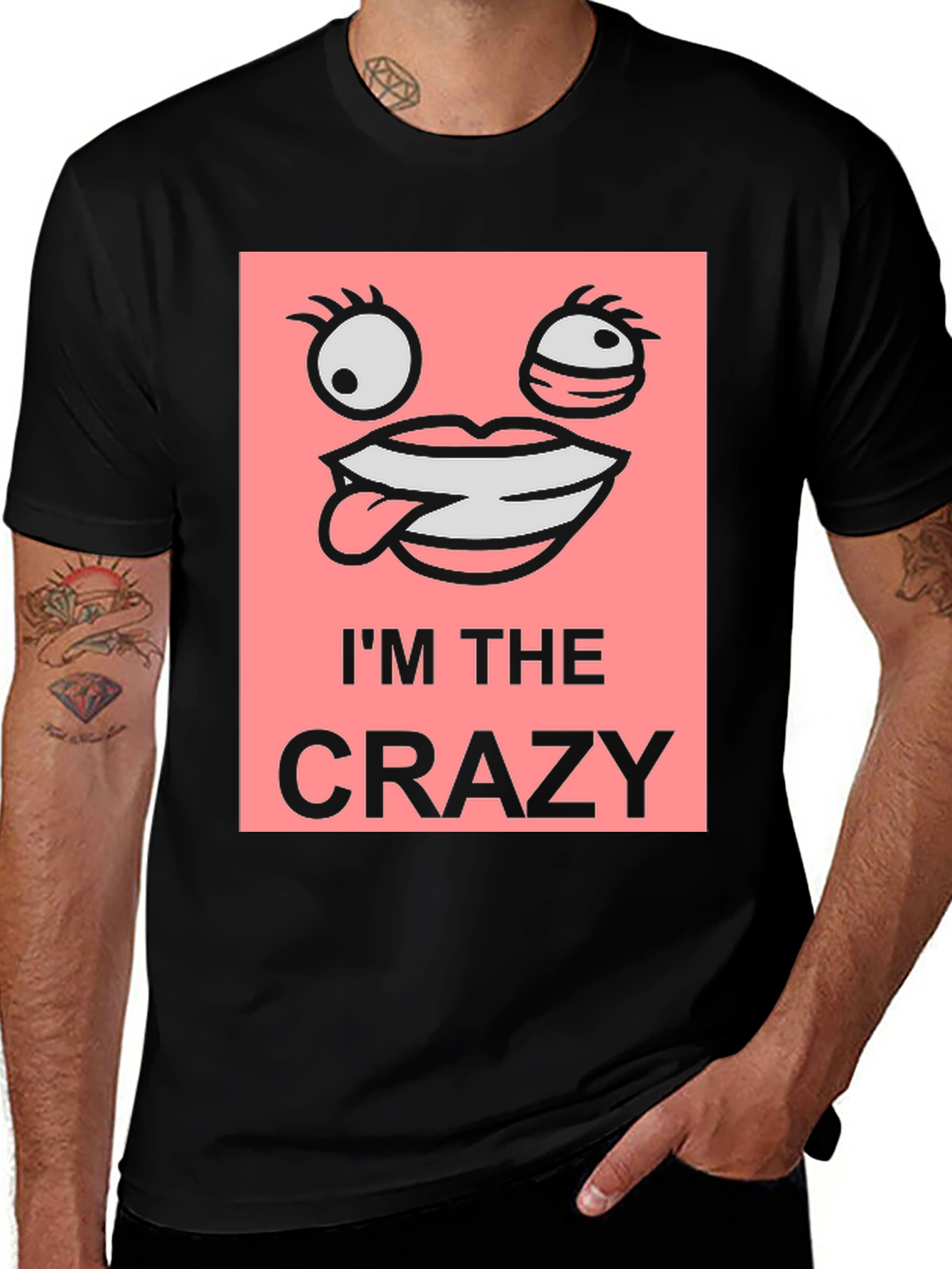 Variant 7 of I'm The Crazy Graphic Tee - Black Cotton T-Shirt