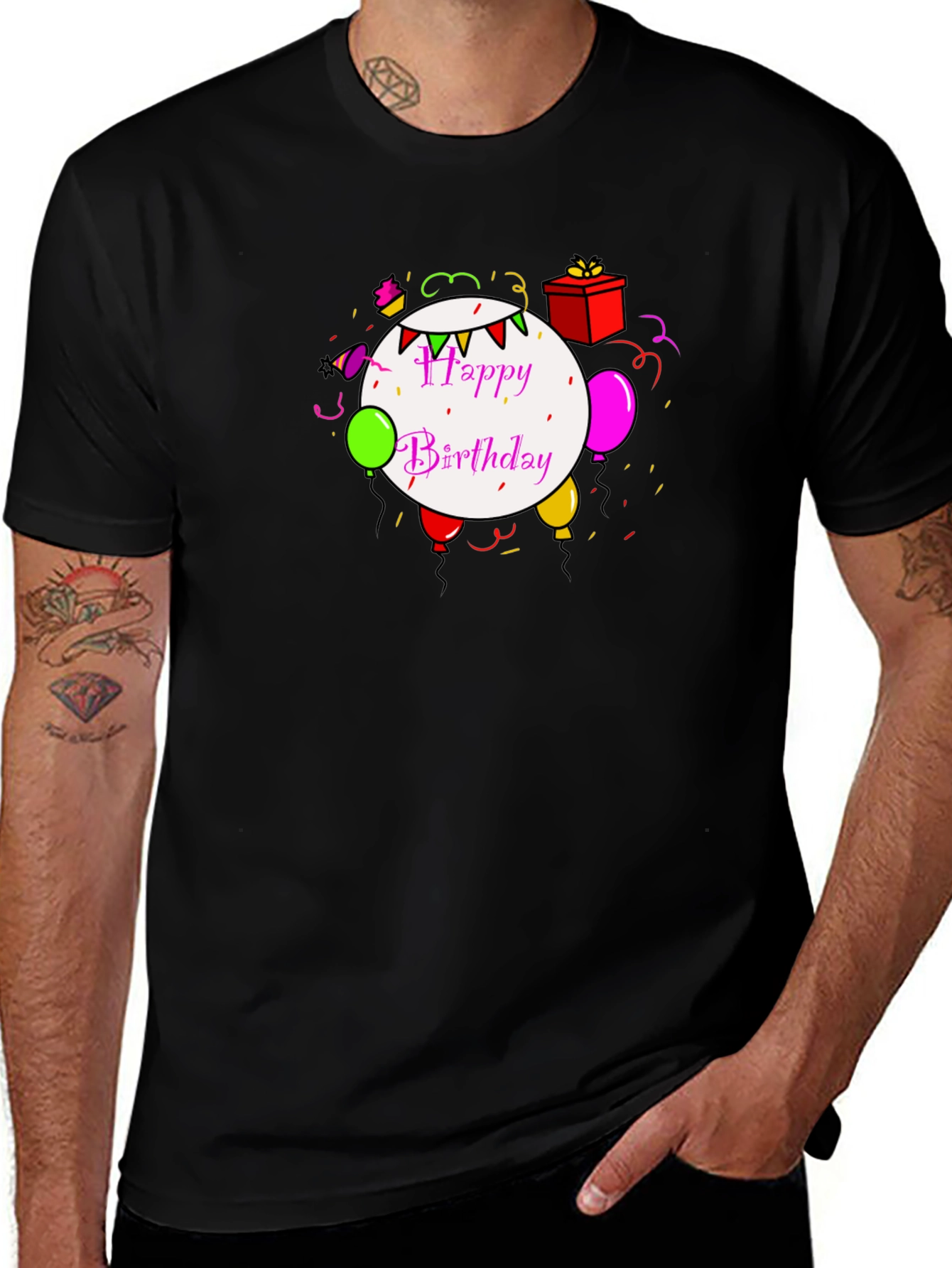 Variant 10 of Happy Birthday Graphic Tee - Black Unisex T-Shirt