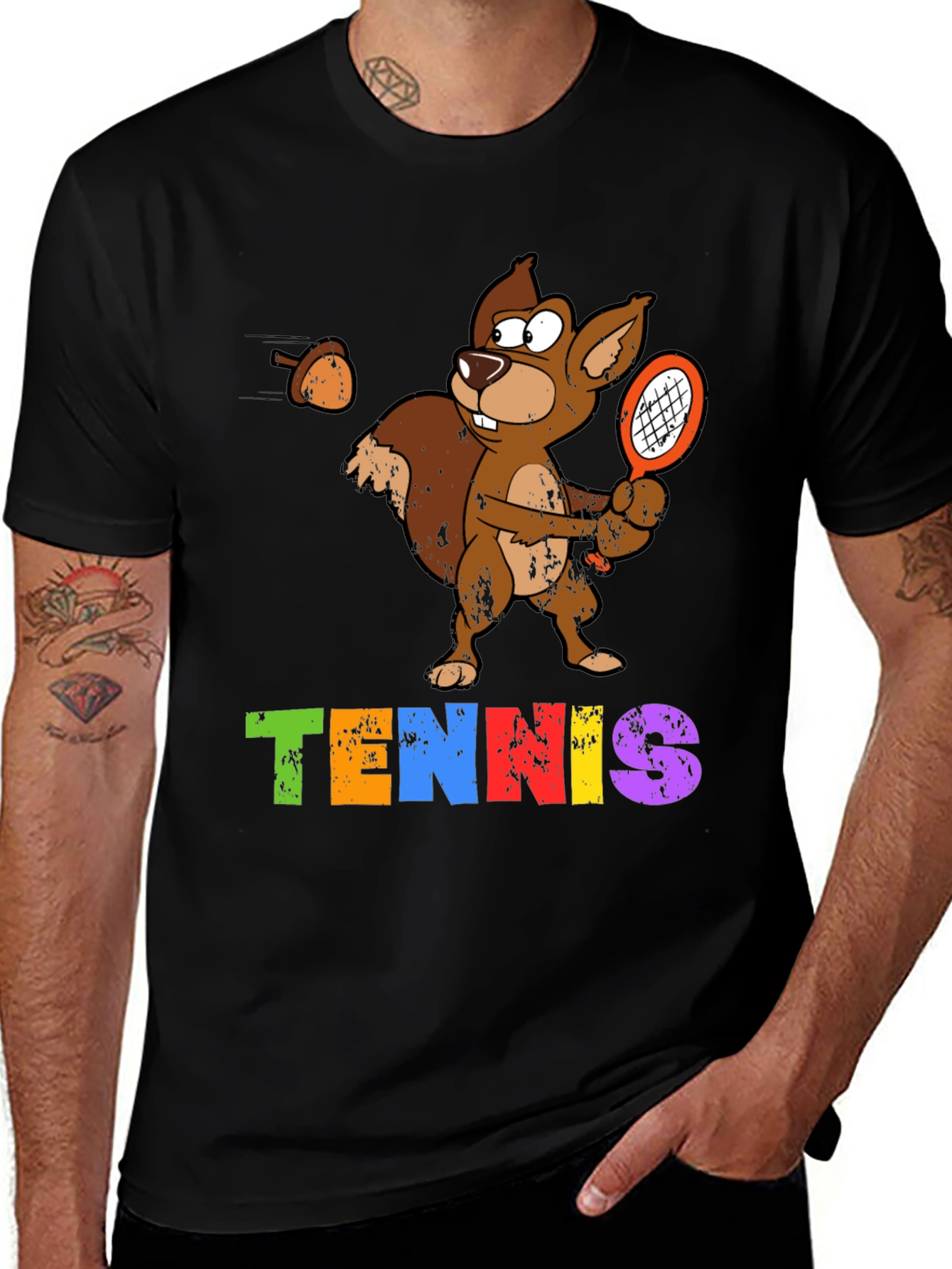 Variant 30 of Tennis Squirrel Graphic T-Shirt - Funny Sports Tee