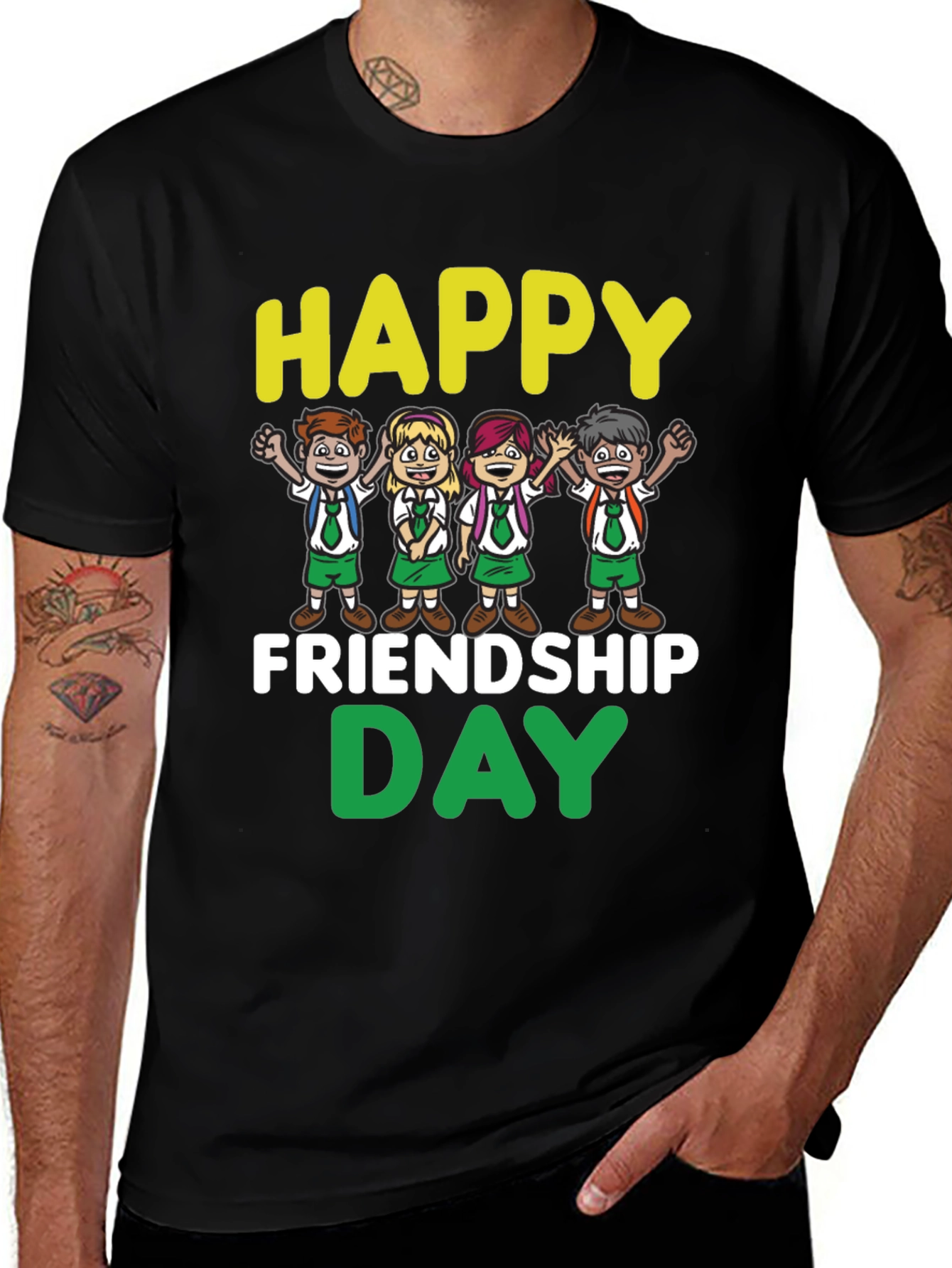 Happy Friendship Day T-Shirt - Fun Cartoon Kids Design