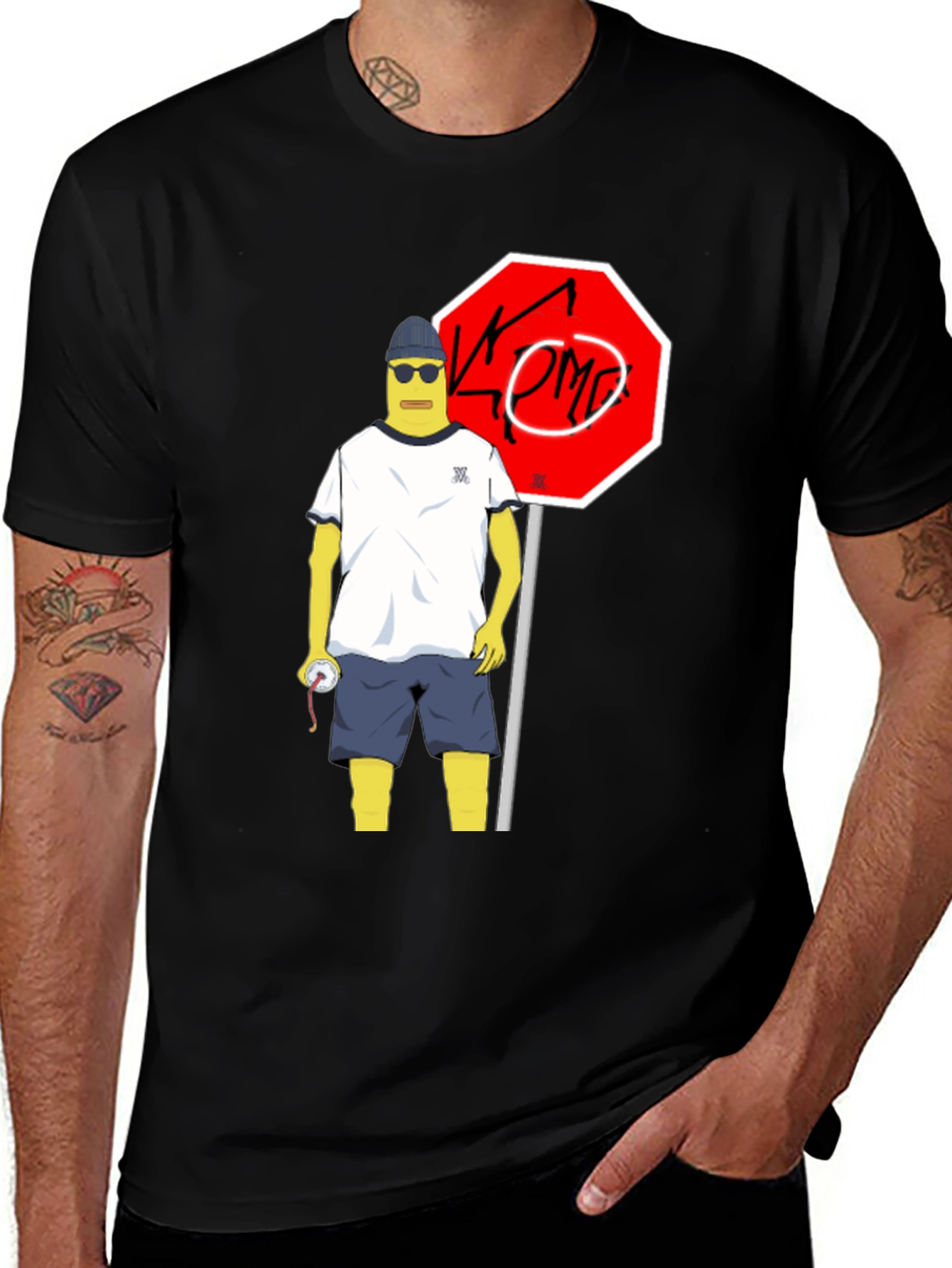 Variant 30 of Cartoon Character Graphic Tee - Black