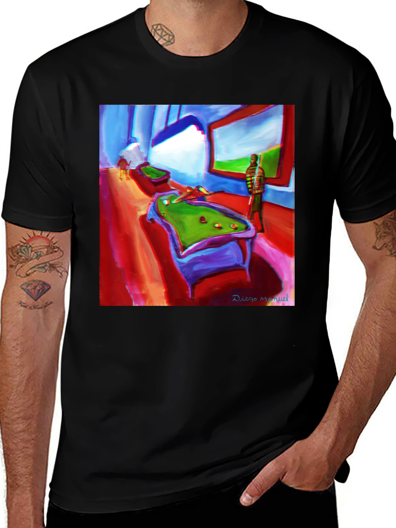 Abstract Pool Hall Painting Graphic T-Shirt