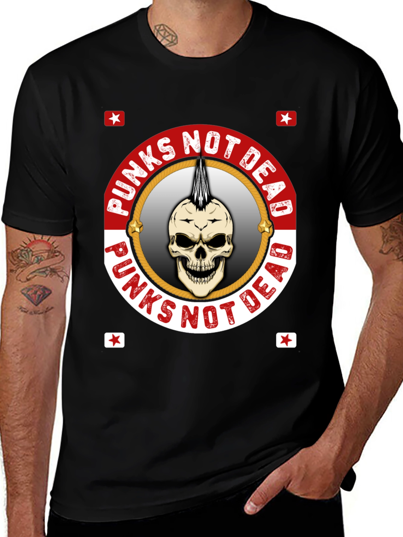 Variant 27 of Punks Not Dead Skull Graphic Tee
