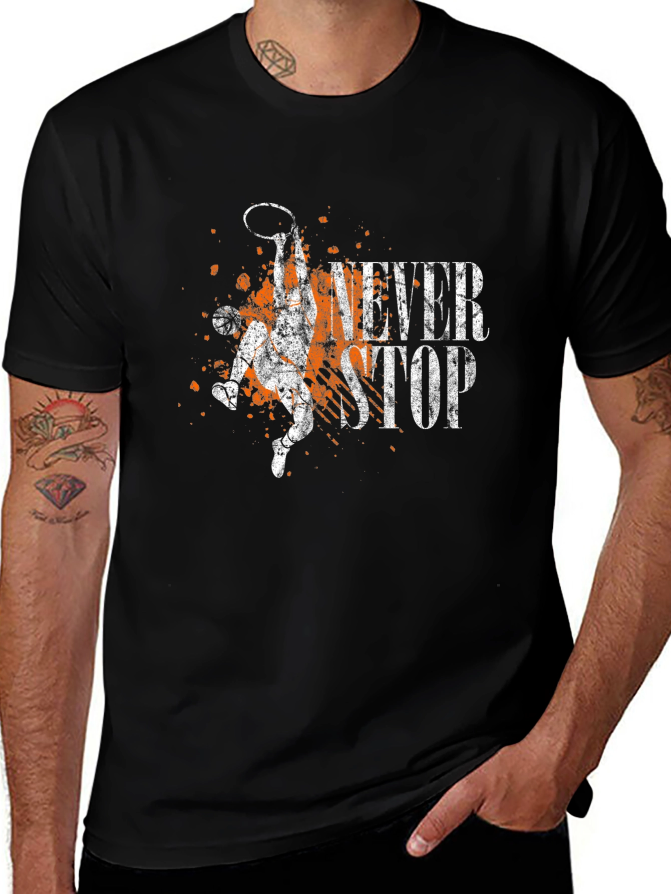 Variant 3 of Never Stop Basketball Graphic Tee