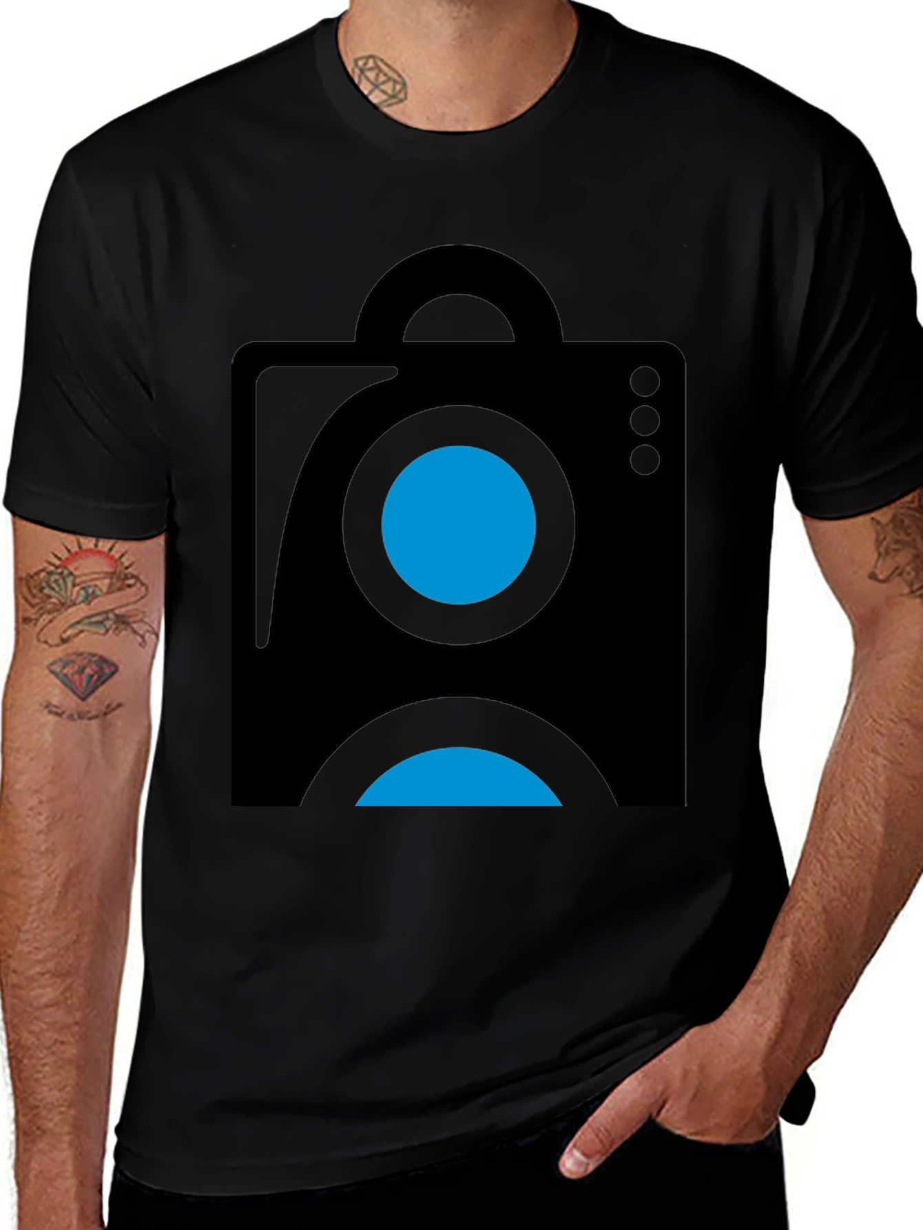 Abstract Camera Graphic Black T-Shirt