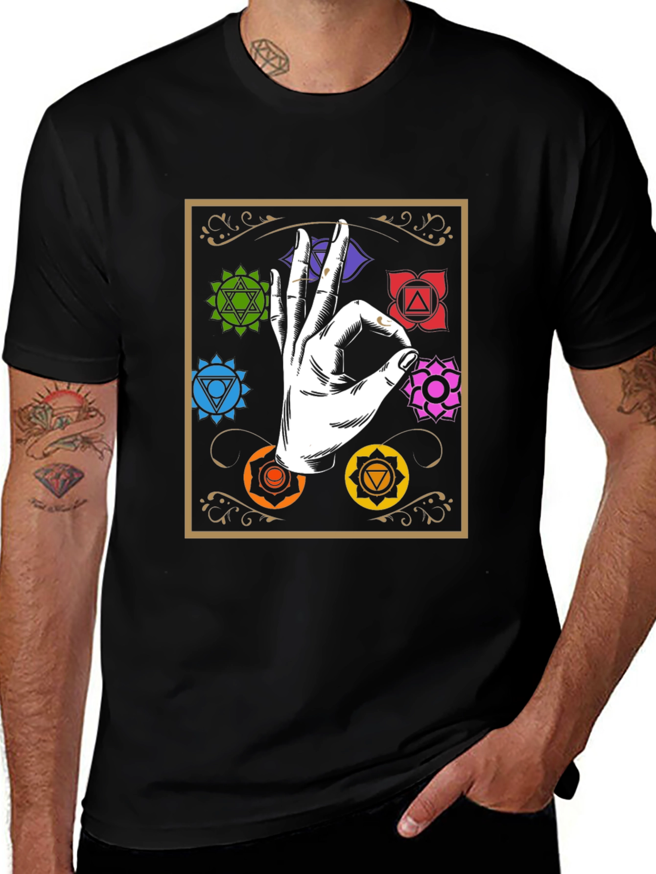 Variant 25 of Chakra Hand T-Shirt: Spiritual Comfort Style