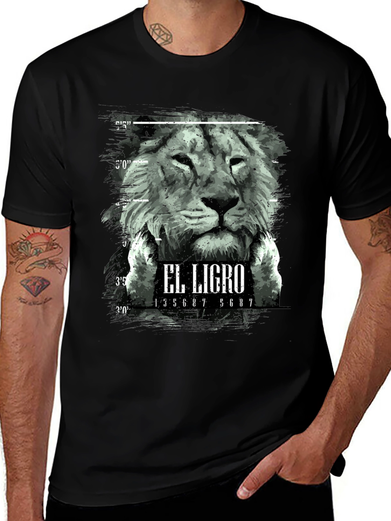 Variant 27 of El Ligro Lion Graphic Black T-Shirt