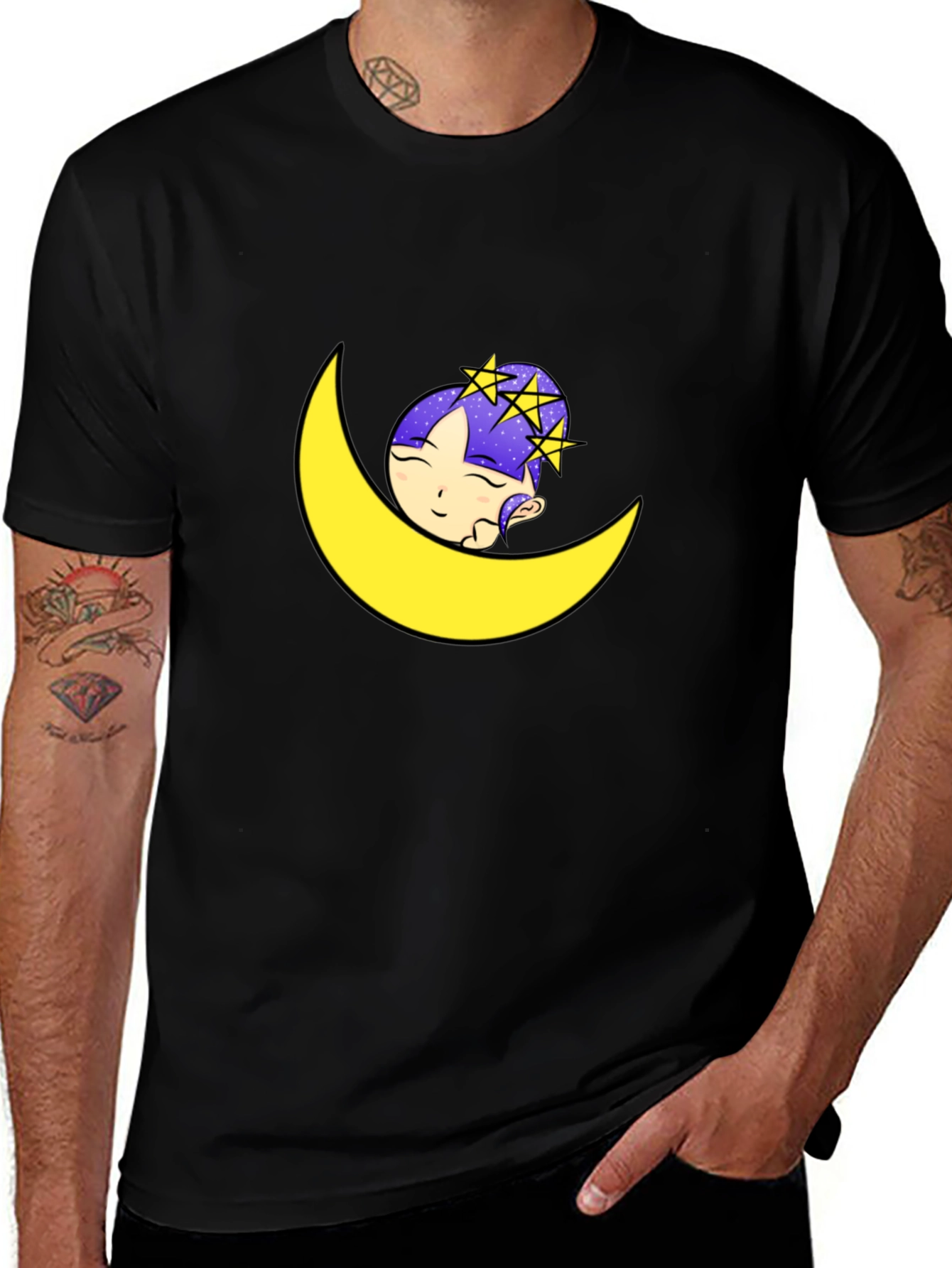 Variant 7 of Dreamy Moon Graphic Tee - Black T-Shirt