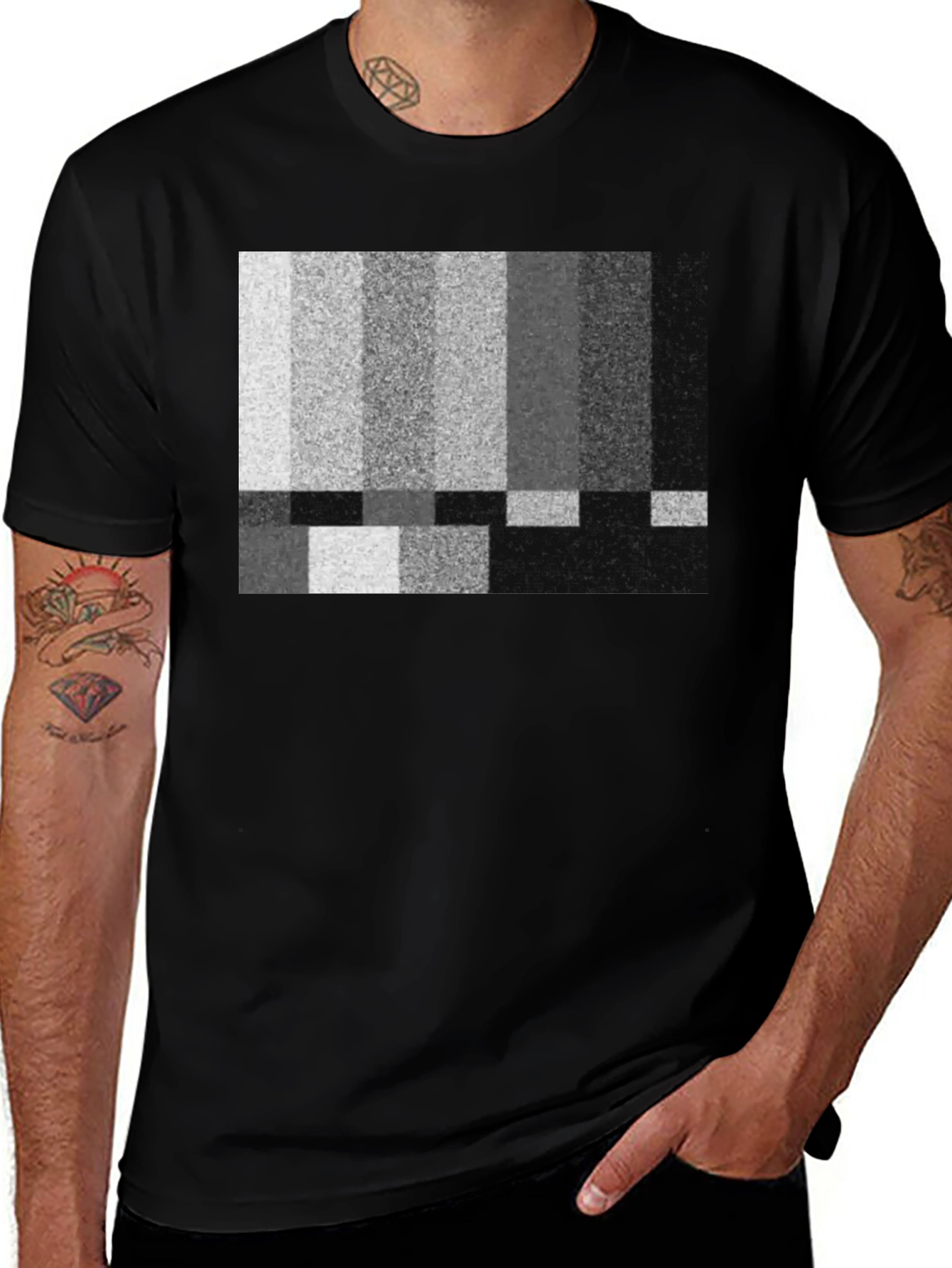 Retro TV Test Pattern T-Shirt - Black