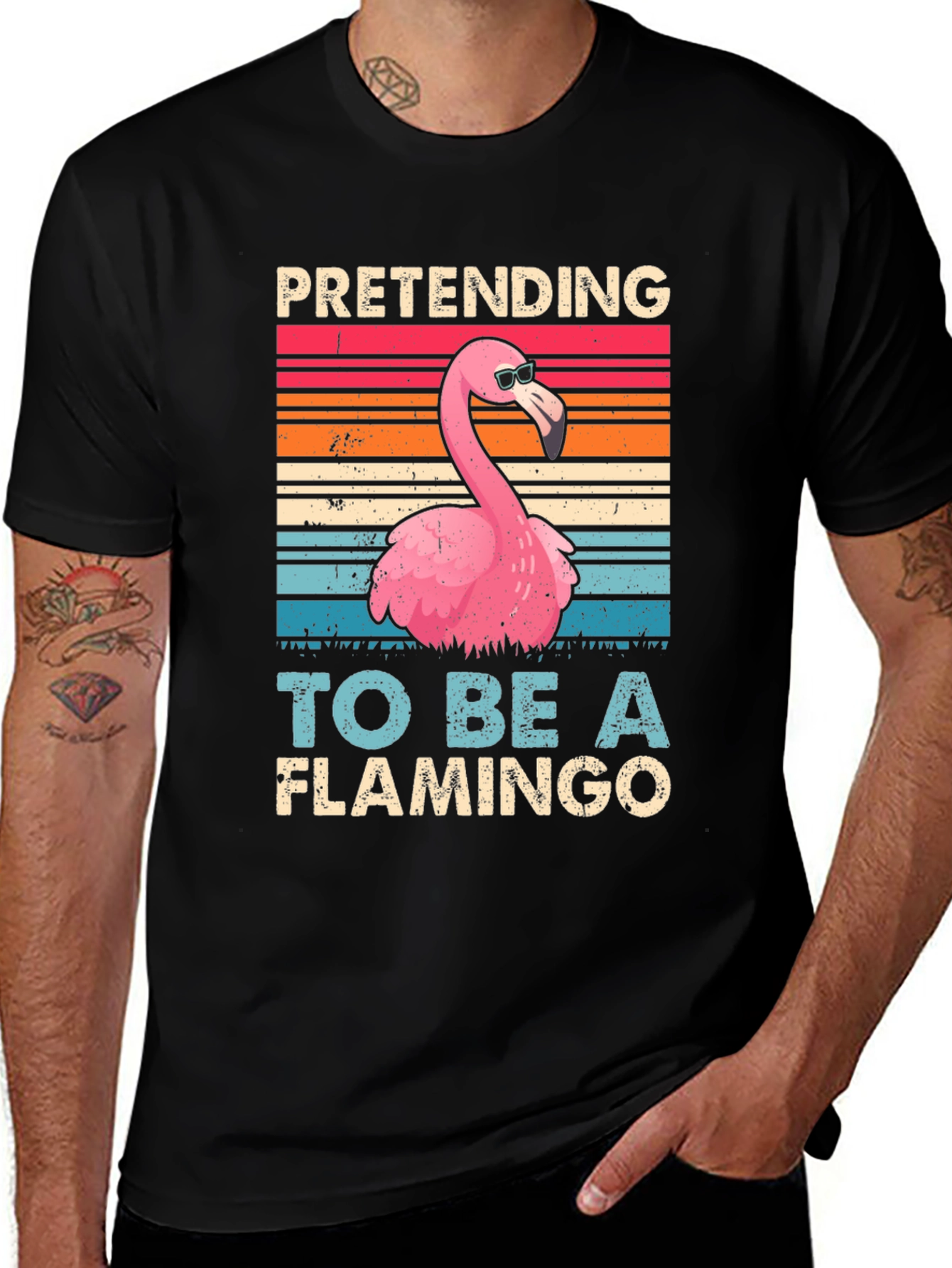 Variant 10 of Funny Flamingo T-Shirt - Pretending to be a Flamingo
