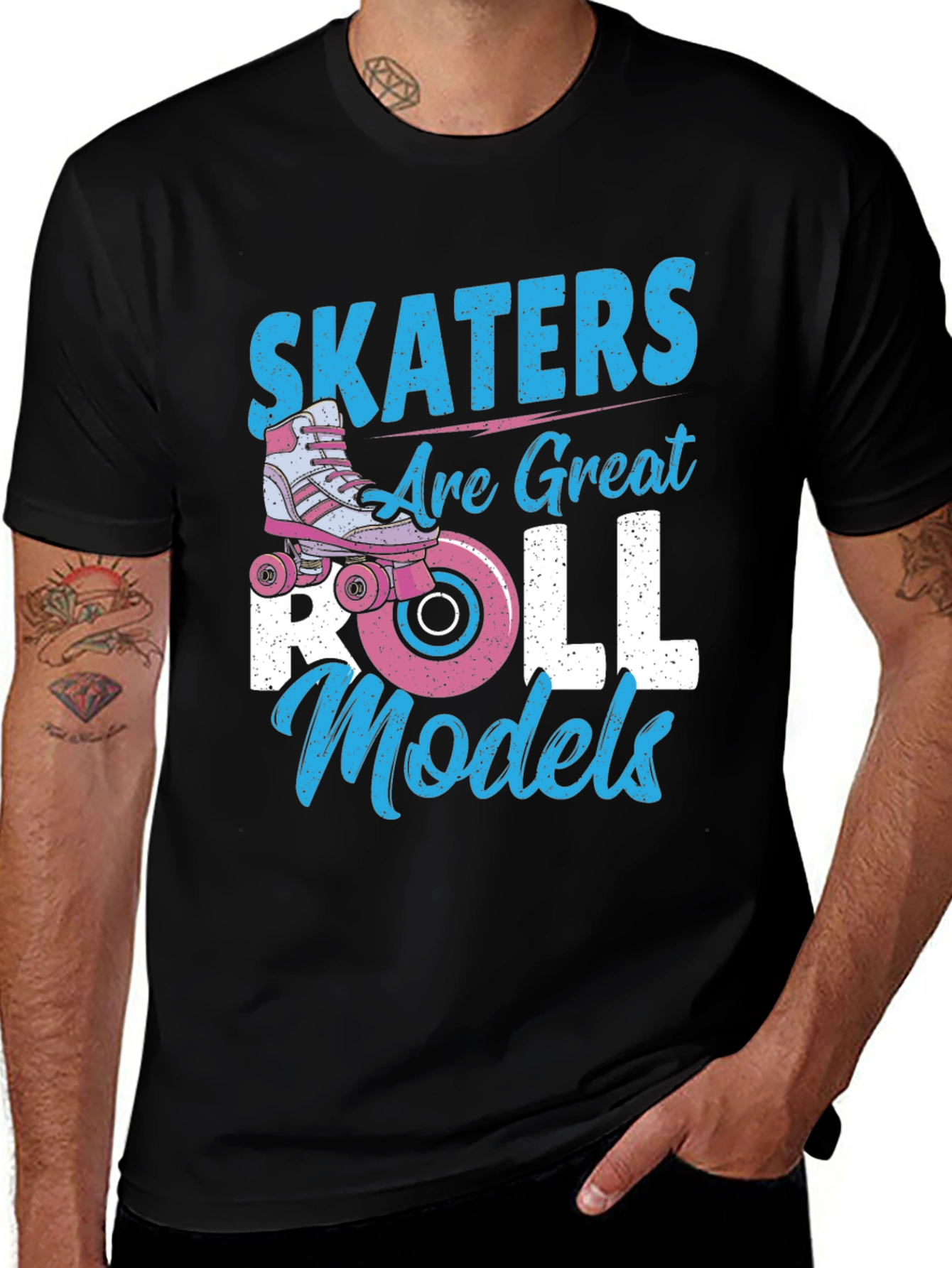 Variant 29 of Skaters are Great Roll Models Black T-Shirt