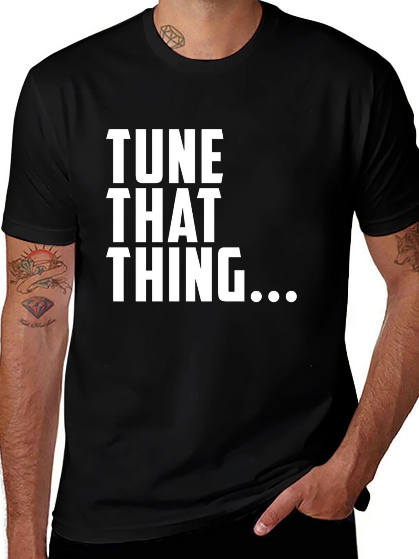 Variant 26 of Tune That Thing Black Graphic Tee Shirt