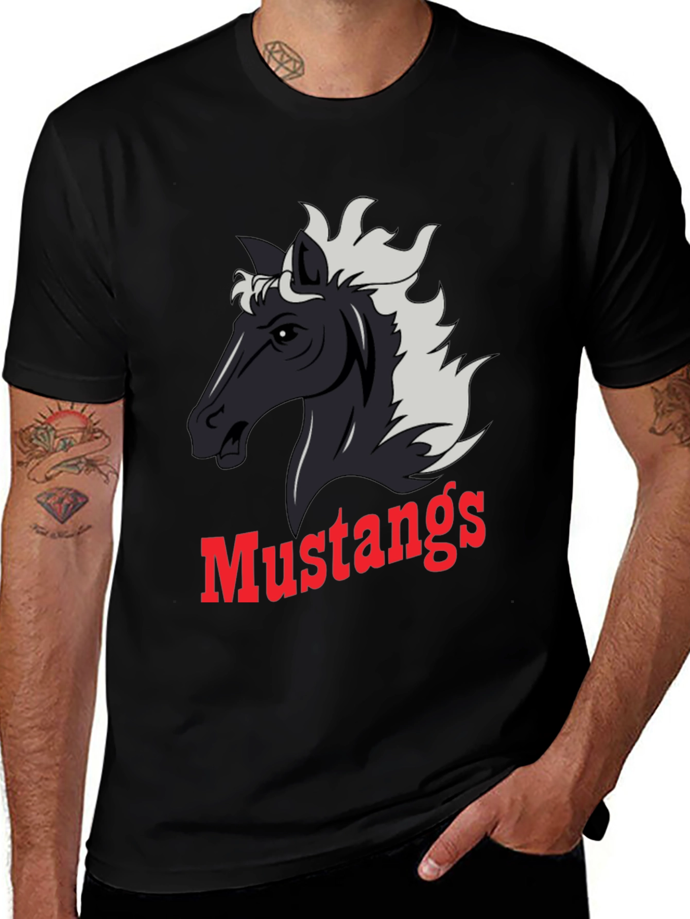 Mustangs Graphic Tee - Black Cotton Blend